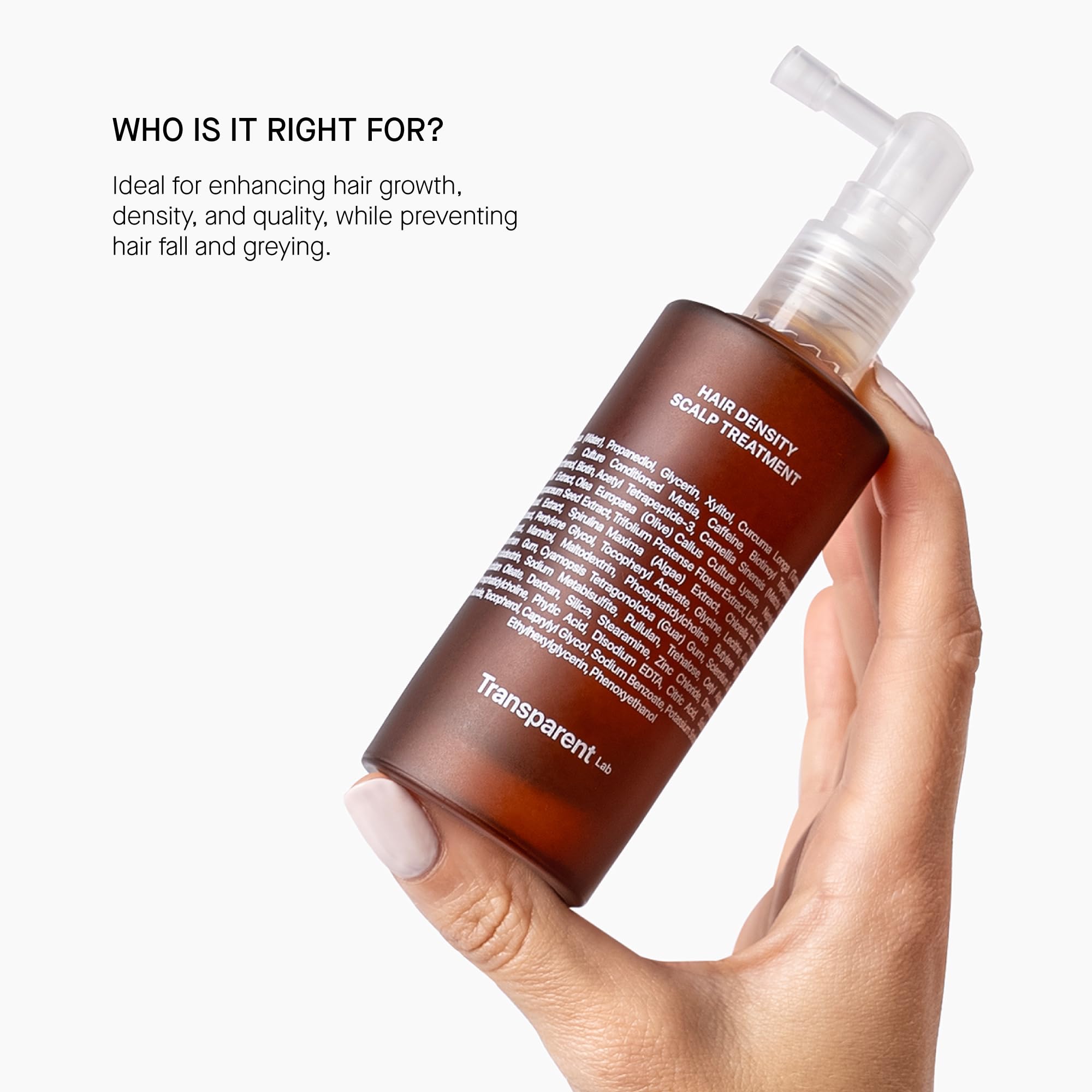 Transparent Lab Hair Density Scalp Treatment 50 ml – Anticaduta, stimola la crescita, aumenta la densità dei capelli e aiuta a ridurre i capelli bianchi grazie alla caffeina e ai peptidi
