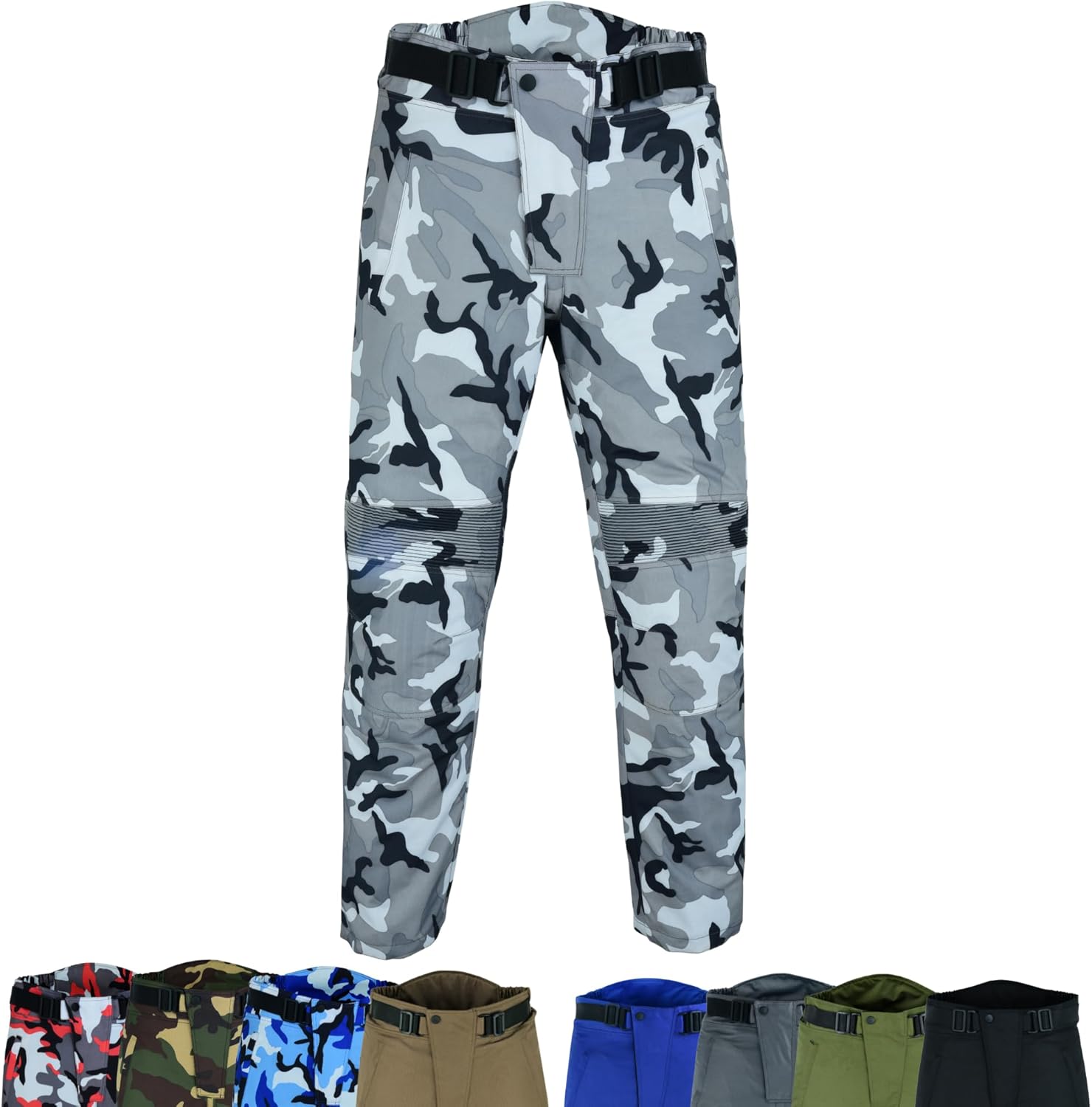 warrior gears Camo Motorbroek Heren, Camouflage Cargo Broek Mannen, Waterdichte Broek voor Mannen, CE Bescherming Biker Cargo Broek Mannen, Blauw, 56