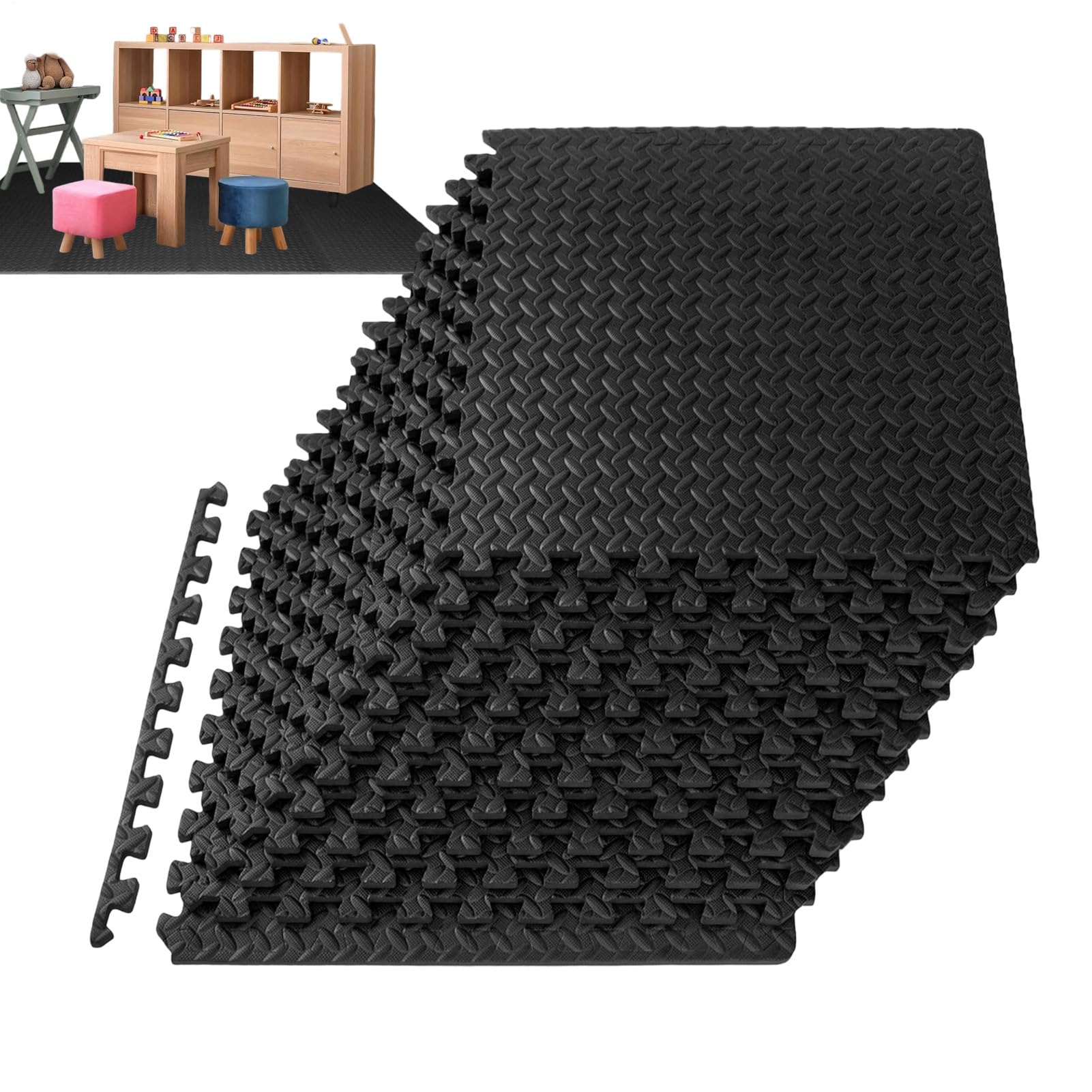 Estera de ejercicio con espuma de enclavamiento resistente y protector protector modular de suelo 8