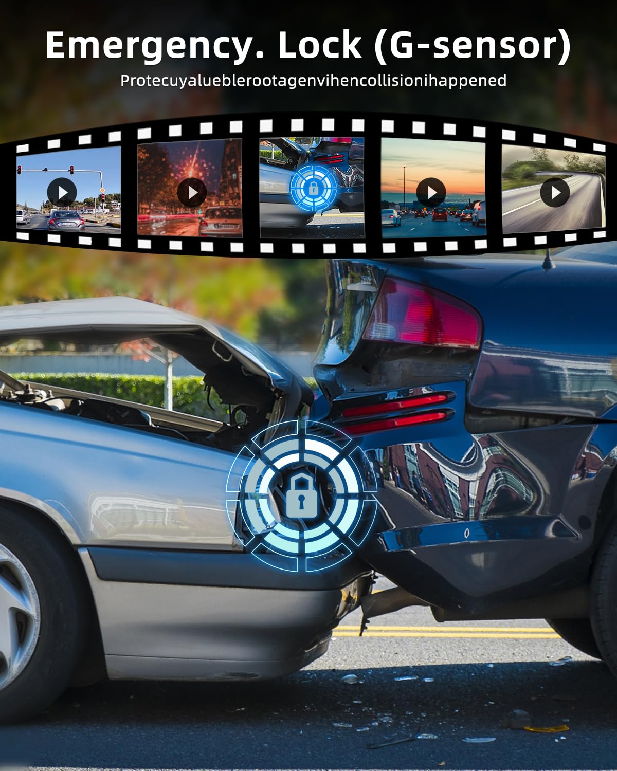 2.5K Mirror Dash CAM con 1080P Backup Camera - 9.66 Inch Touchscreen Dashcam Soporte Parking Monitoring Loop Recording G-Senors 150°Wide Angle + 64GB SD Card