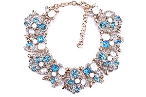 Statement Glass Beaded Necklace - Blue Collar Choker Necklace