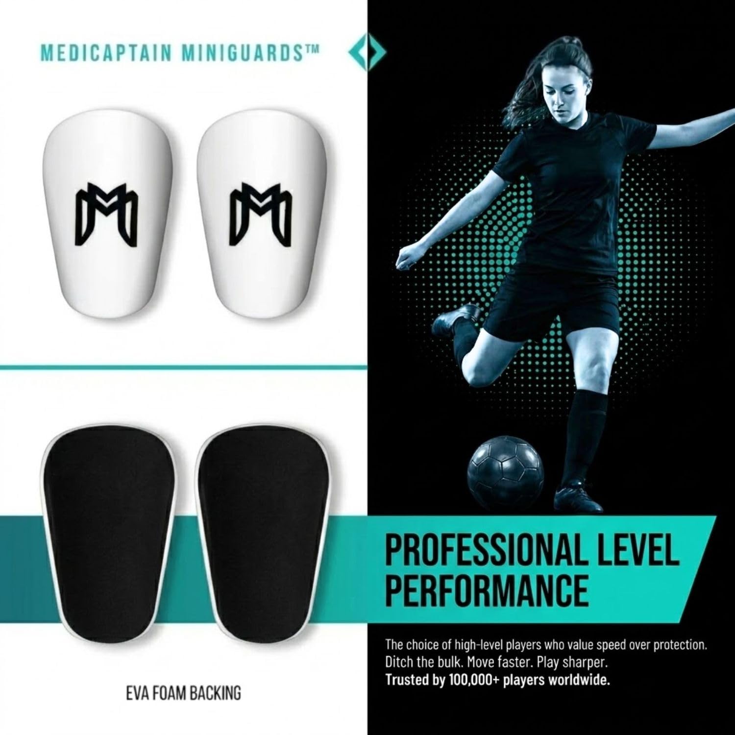 MediCaptain MiniGuards - Mini Protector Tibias para Jugadores de Fútbol - Pequeños Protectores Tibias para Hombres, Mujeres, Adolescentes - Protector Tibias Miniatures 9,9 x 6,1 cm