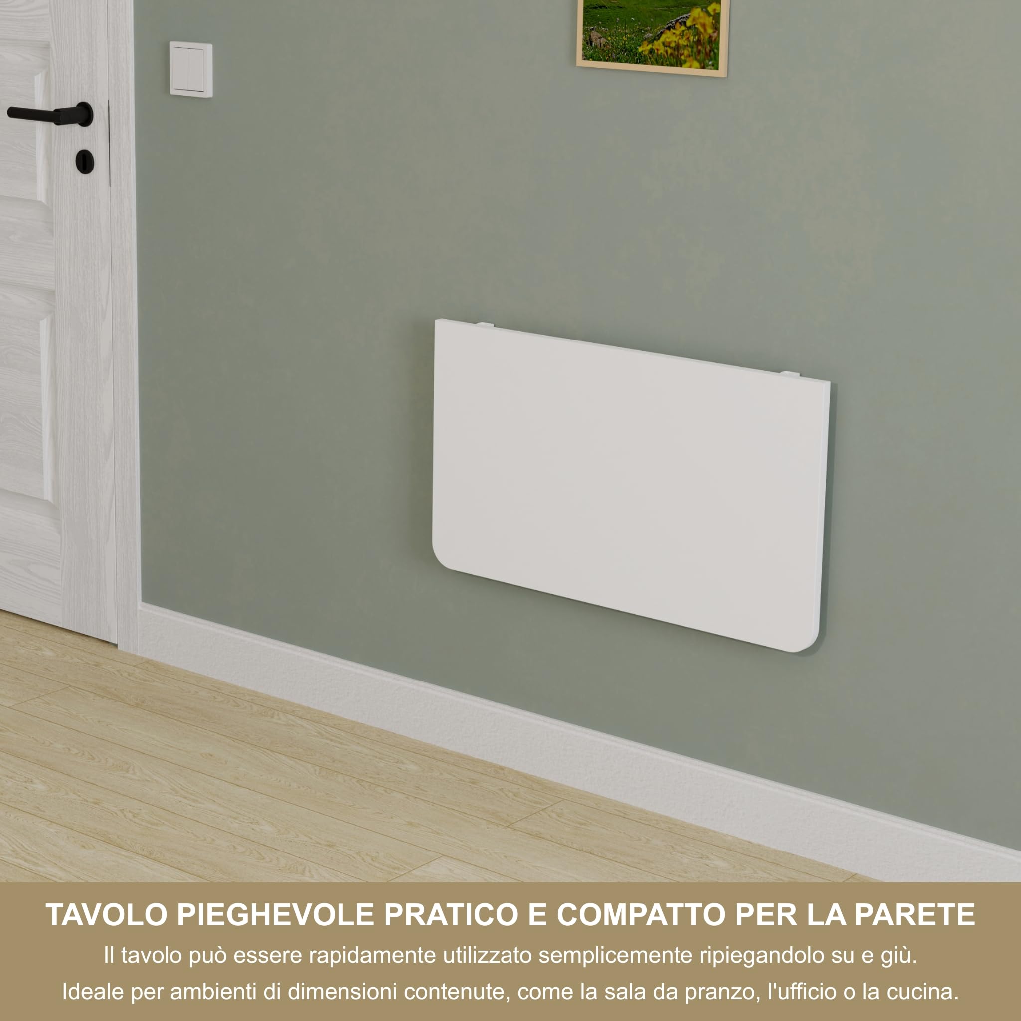 KDR Tavolo pieghevole da parete 70 x 40 cm – tavolo salvaspazio pieghevole per montaggio a parete, tavolo da muro come scrivania, tavolo da pranzo o tavolo da cucina (Bianco, 70x40 cm)
