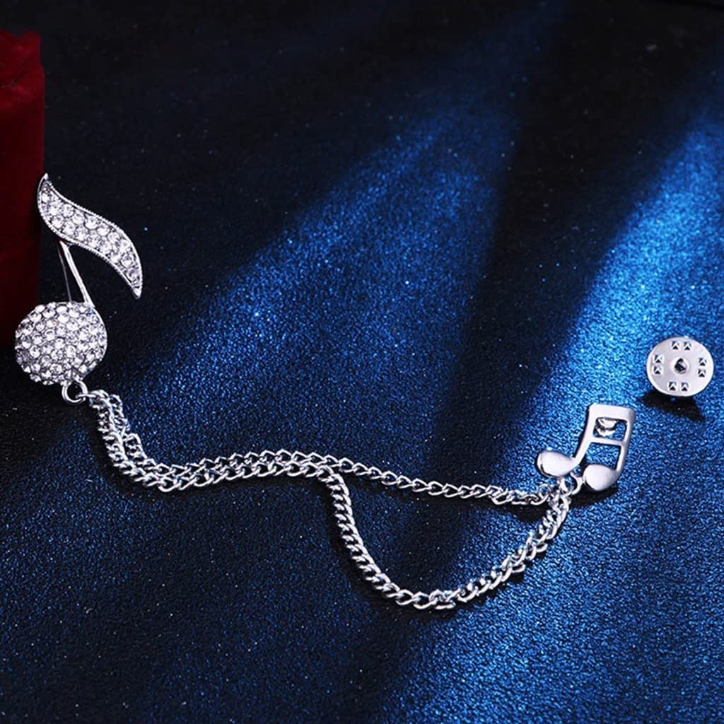 Spilla Nota musicale Spilla Spilla a catena con nappa oro argentata for uomo woem Decorazione in metallo Spilla Spilla Accessori da sposa Spilla for donna Accessori abbigliamento
