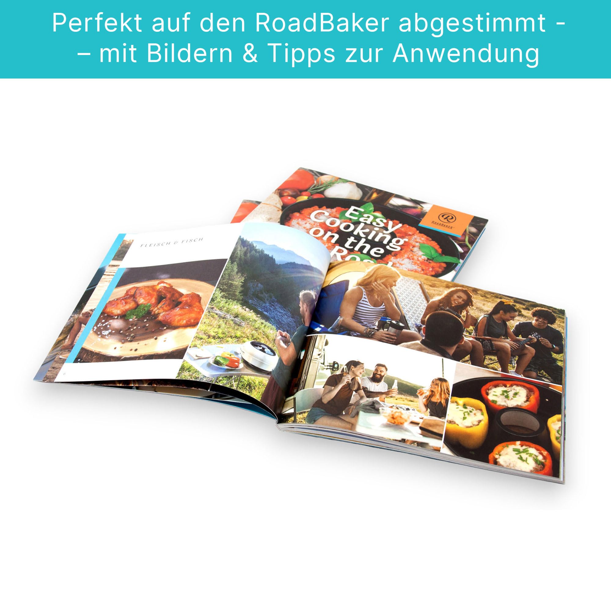 Easy Cooking Set 3-teilig – Mobiler Campingbackofen mit Kochbuch und passenden Griffen | Tragbarer Outdoor Backofen für Camping, Vanlife & Wohnmobil | Gasgrill & Gaskocher Zubehör