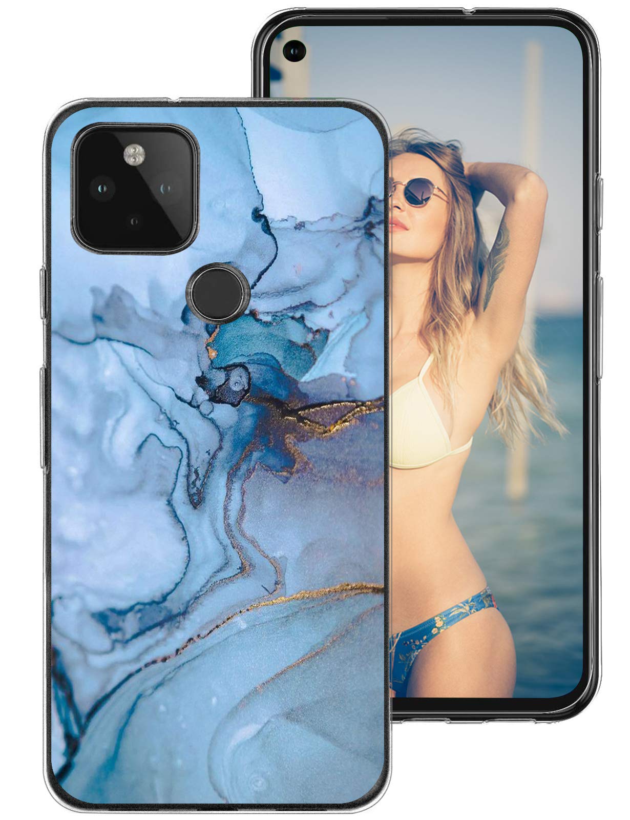 Meweri for Google Pixel 4a 5G Case, Soft&Flexible TPU Ultra-Thin Shockproof Slip Resistant Anti-Scratch Protective Phone for Women Girl Bumper Cover with Retro Marble Design for Google Pixel 4a 5G (1)