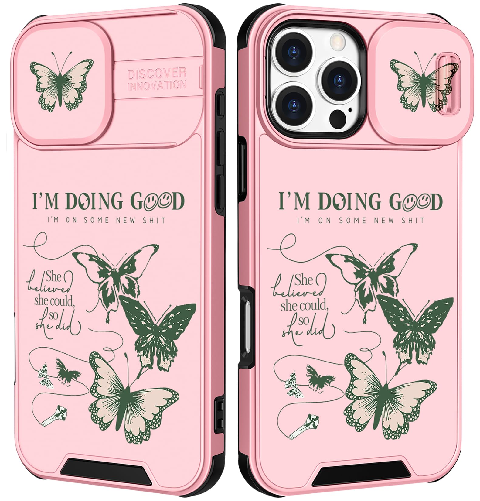 Funermei for iPhone 16 Pro Case - Women Girls Cute Phone Cover Girly Pretty Aesthetic Unique Butterfly Design with Camera Cover Funda for Apple for iPhone 16 Pro