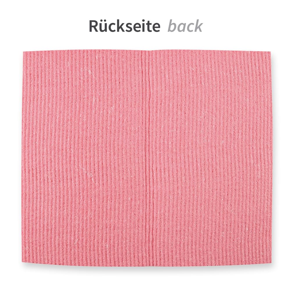 FRANZ MENSCH HygoClean Schwammtücher, rosa | Baumwolle/Zellulose, 25 x 31 cm, 200 Stück, Wiederverwendbar/Waschbar, Geschirrtücher, Reinigungstücher, Spüllappen