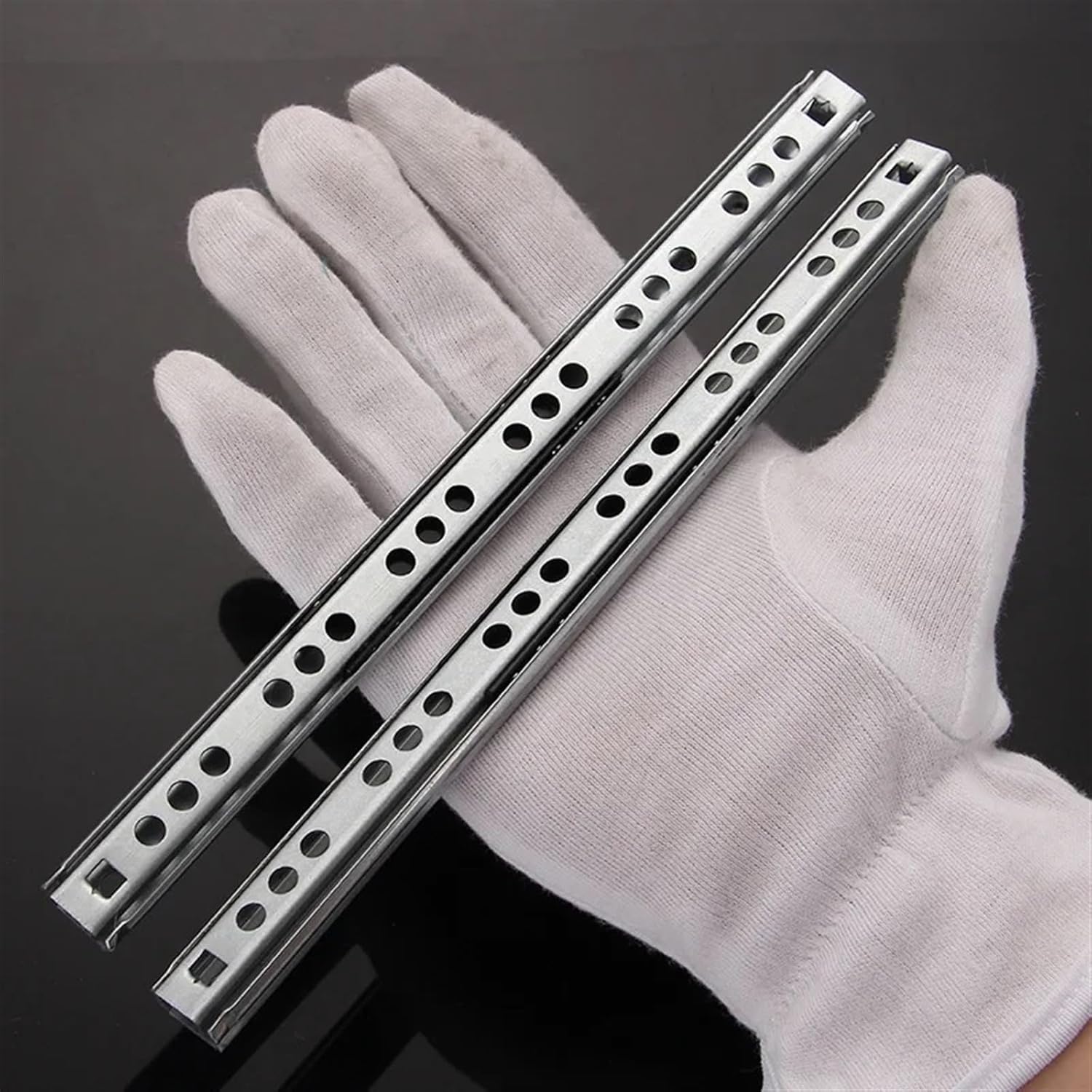 Side-Mounted Ball Bearing Drawer Slides 1 Pair Mini 17mm Wide Drawer Slide Ball Guide Two-Section Runner Steel Rails Furniture Hardware Fittings(406mm 16in)