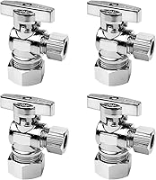 Vista 1 de Válvula de cierre de inodoro Válvula de parada angular fregadero de acero inoxidable, entrada de compresión de 58 pulgadas (12 pulgada nominal)