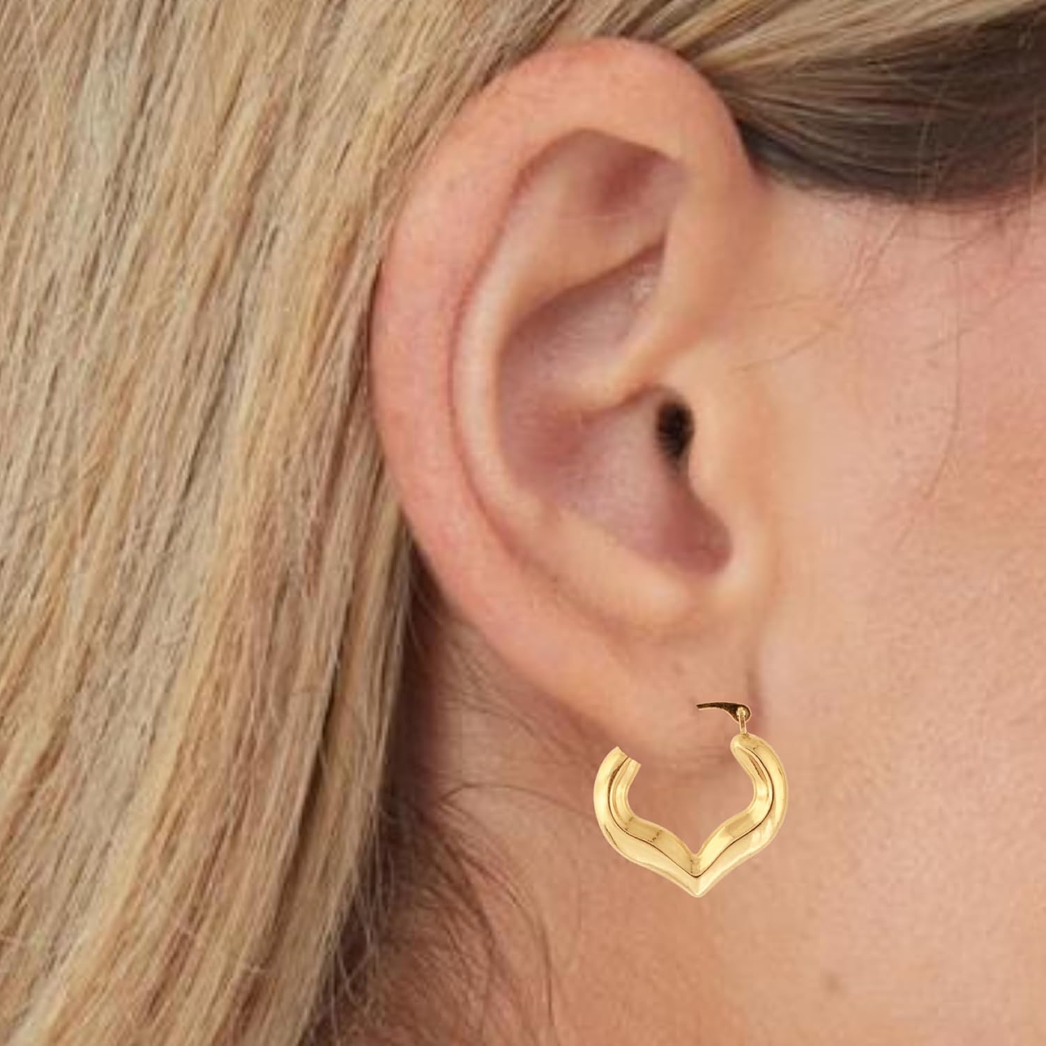 Floreo 10k Yellow Gold 17mm Half Heart Hoop Earrings - Image 2