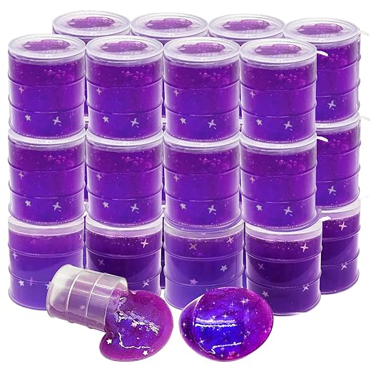 EASYCITY Marbled Starry Slime, 24 Pack Colorful Sludgy Gooey Fidget Kit for Sensory and Tactile Stimulation, Stress Relief, Prize, Party Favor, Educational Game - Kids, Boys, Girls