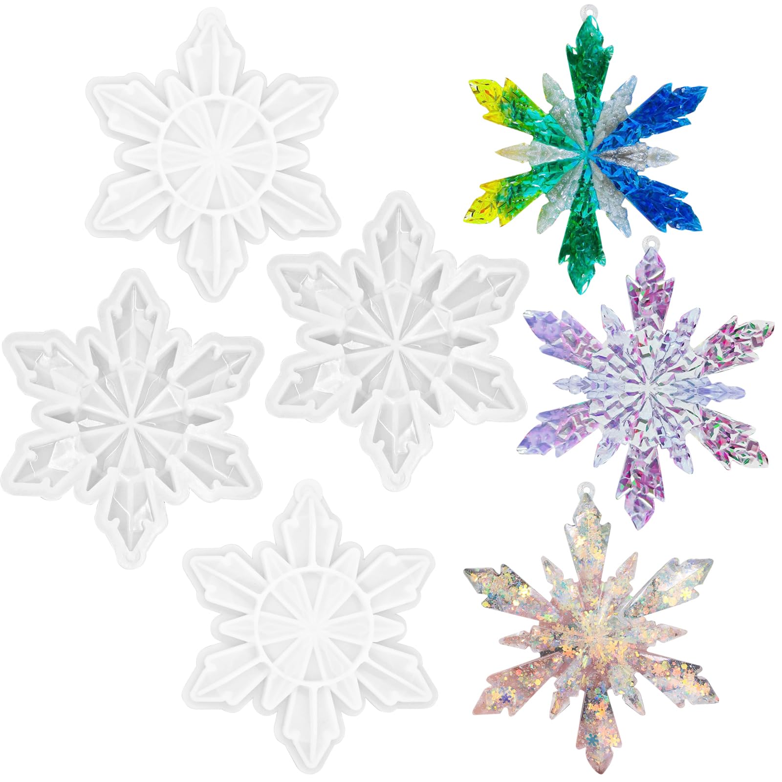 5 Stück Schneeflocken-Silikonformen — Für Harz, Kerzen, Seife, Wellen-Spiral-Design