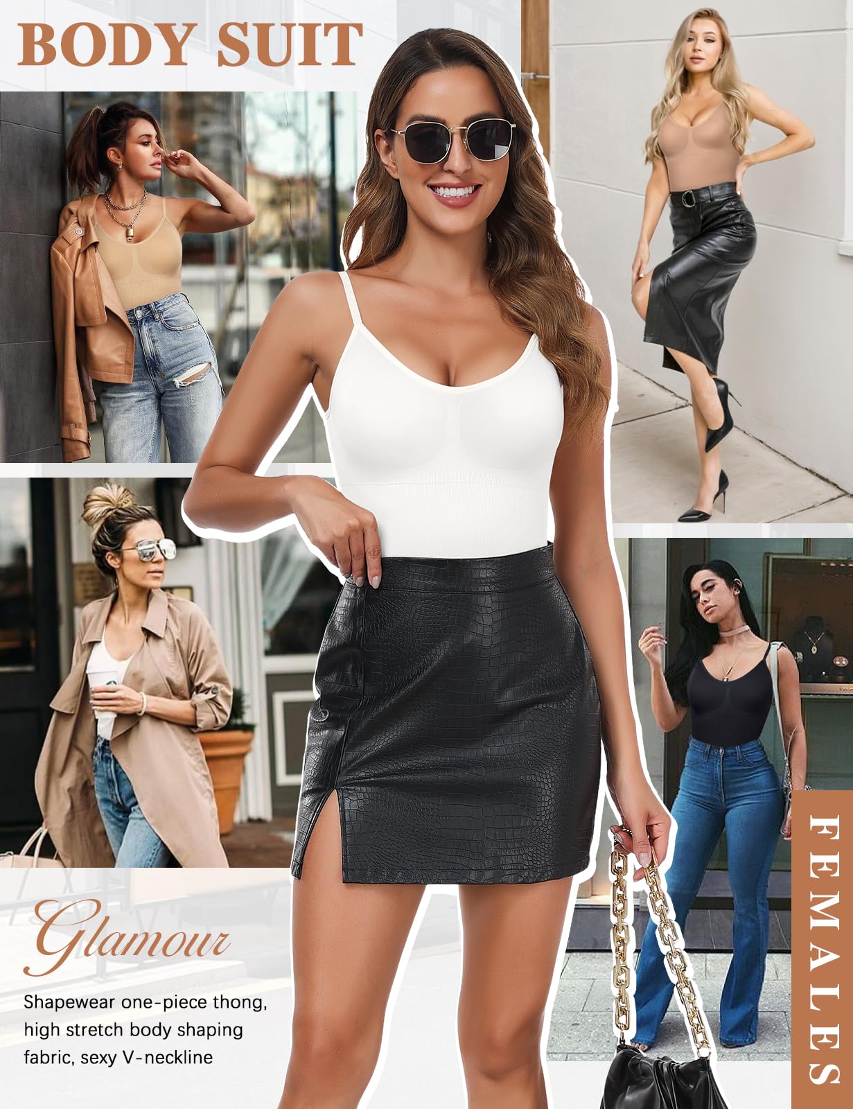 Tuopuda Body Contenitivo Modellante Donna Body Shaper Perizoma Bodysuit Guaina Contenitiva Shapewear Intimo Snellente Pancia Piatta Dimagrante Shaping con Reggiseno Spallino Regolabile