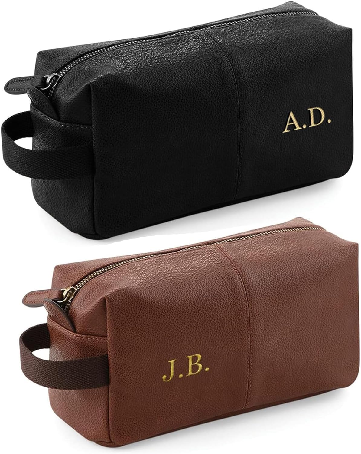 Personalised Mens Black Leather Wash Bag HoolarooPersonalised Wash