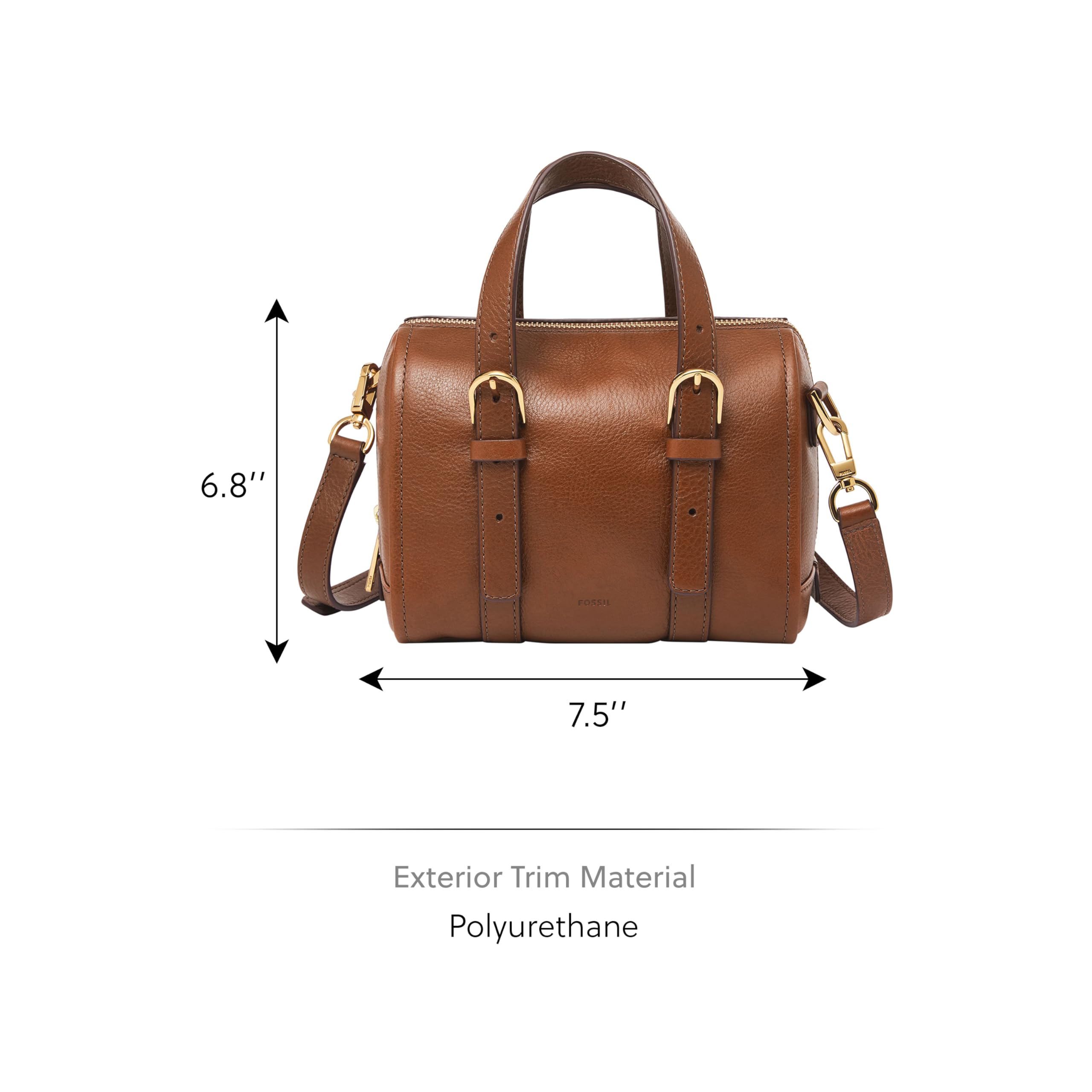 Fossil Carlie Satchel damskie, brązowy, 19 cm L x 12.1 cm W x 17.1 cm H