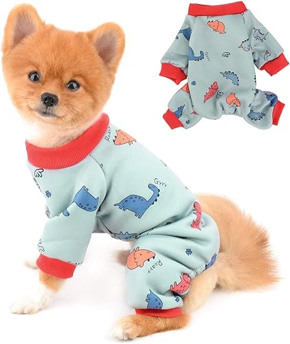 Miniatura 1 de SELMAI Pijamas para perros con pies, pijamas de dinosaurio para perros pequeños, gatos, niños y niñas, overol de forro polar de cuatro patas, ropa