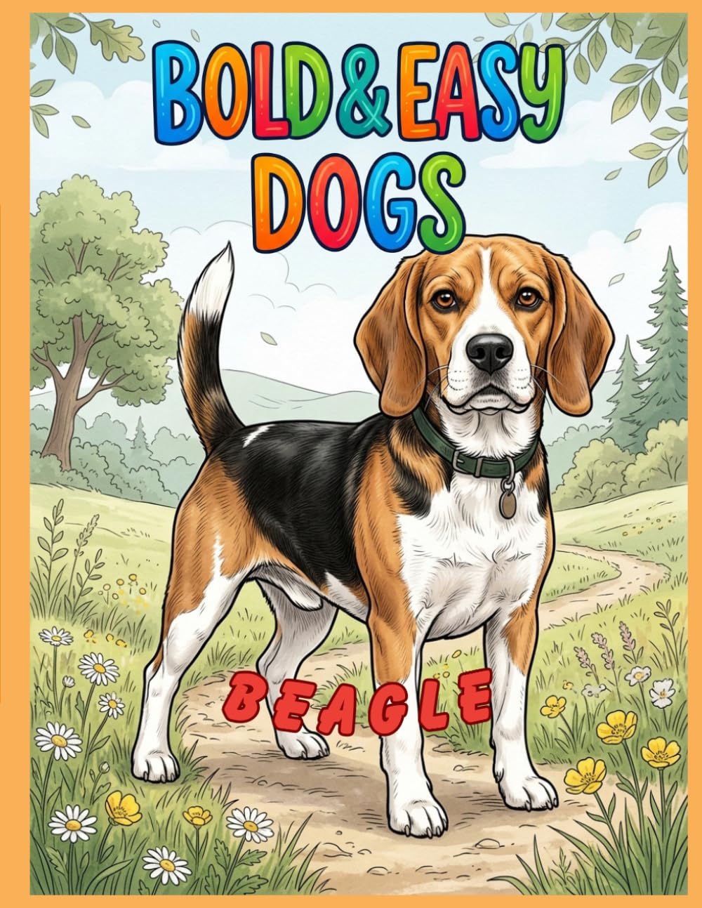 Bold & Easy Dog Breeds Beagle: A Coloring Book for Seniors and Dog Lovers with Thick Lines and Simple, Large-Print Artwork