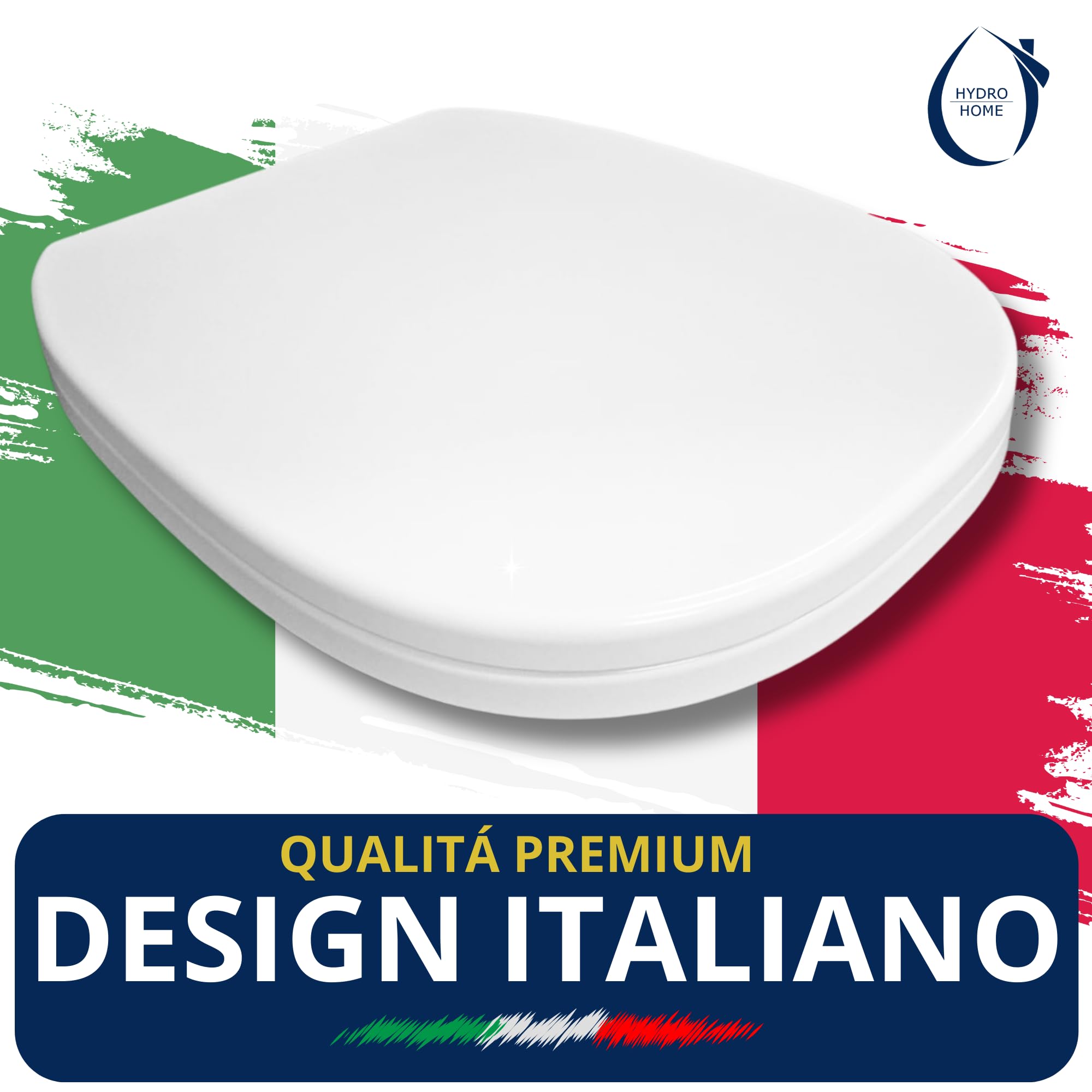 HYDRO HOME Copriwater Compatibile con Pozzi Ginori 500, Tavoletta WC Termoindurente Antibatterica, Sedile WC con Cerniere Fissaggio dall’Alto Chiusura Classica, Montaggio rapido, Bianco