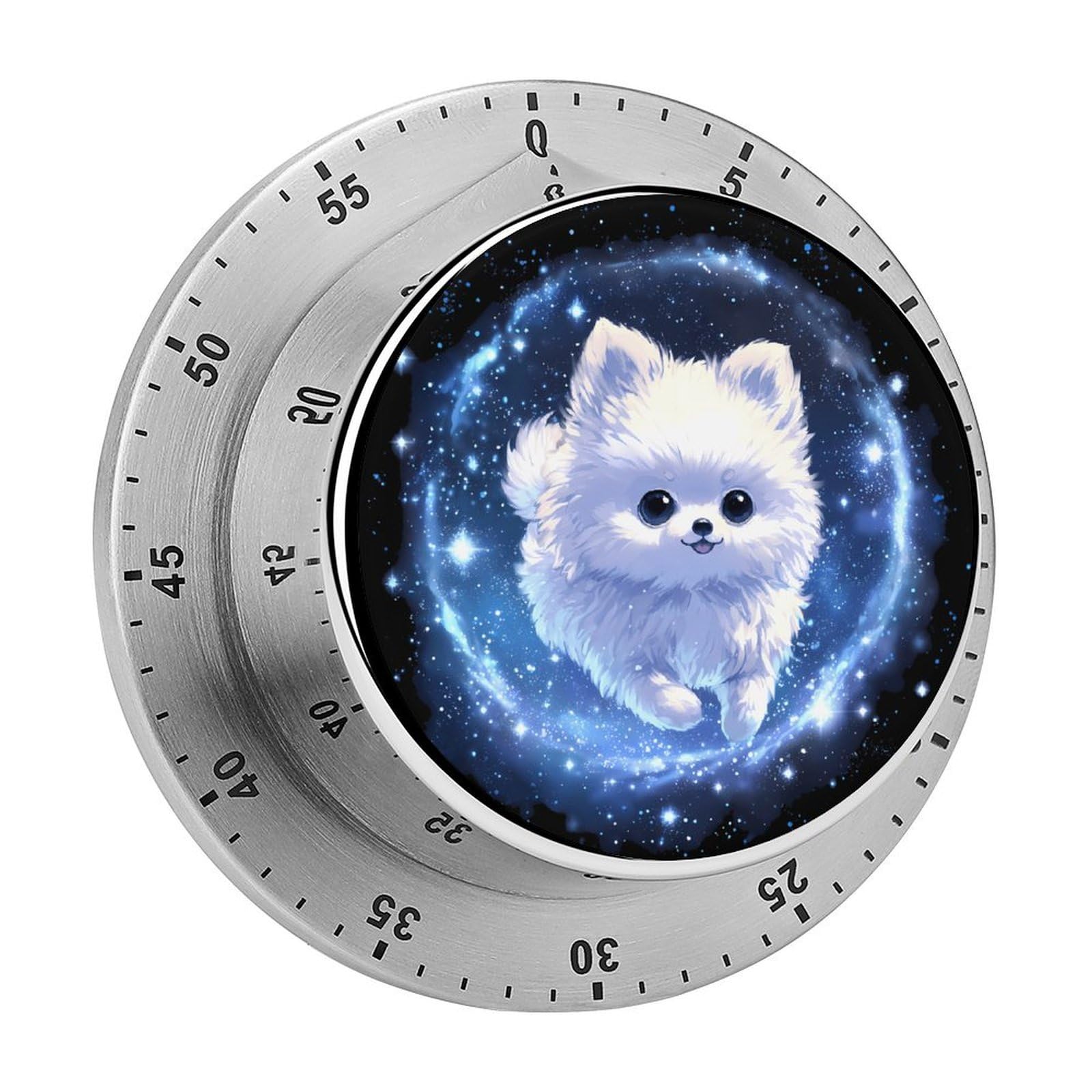 Pomeranian Dog Puppy Runs Towards Me Mechanical Timer with Alarm for Kitchen Cooking Productivity Stainless Steel Timers
