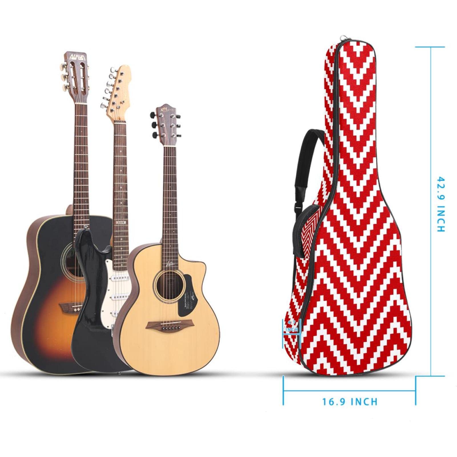 Torba na gitarę akustyczną wodoodporna gitara plecak gruby miękki wyściełany płaski 'Happy Easter Bunny Egg' klasyczna gitara etui, Kolor6, 42.9x16.9x4.7 in, Organizer do torby
