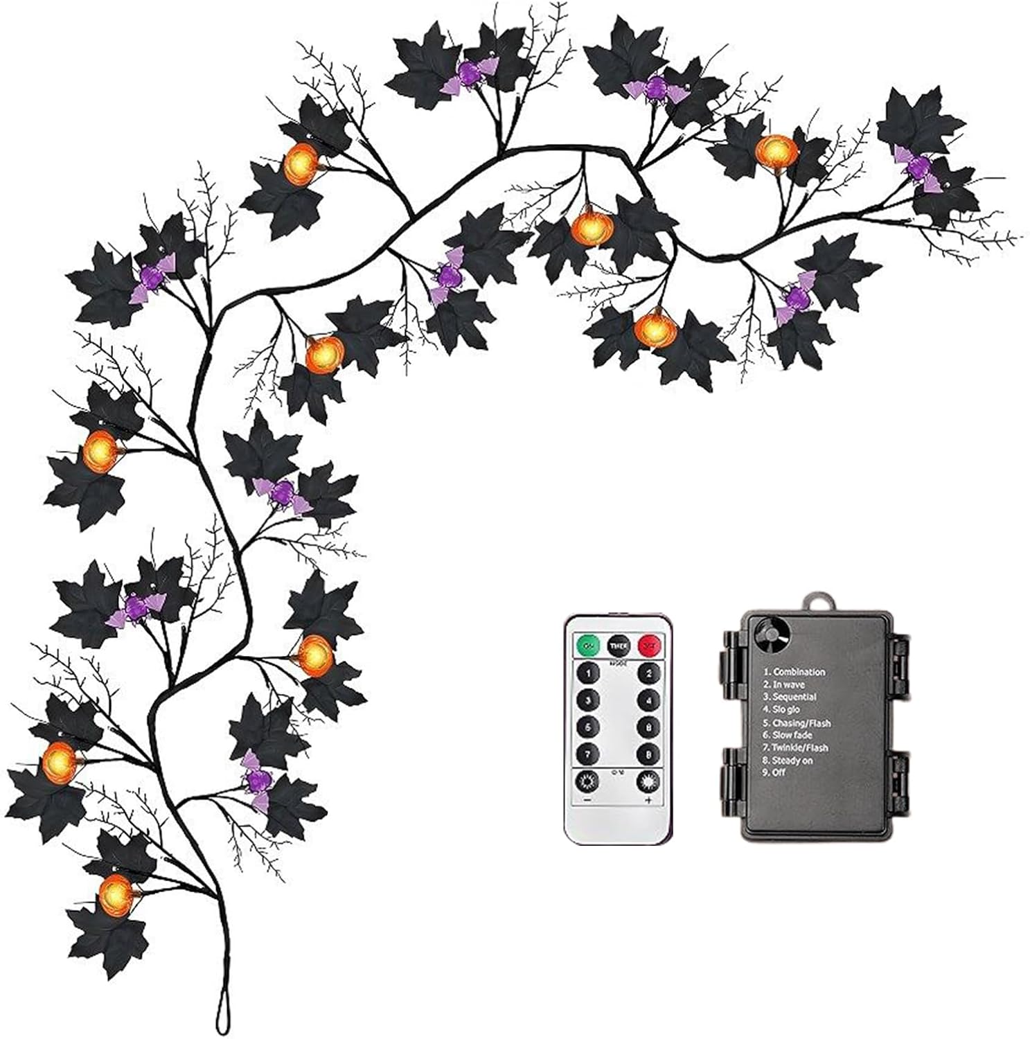ハロウィン ライト 電池式,LED 柳のつる 小枝 - 8モード防水電池式屋内屋外用リビングルーム窓ベランダホームデコレーション