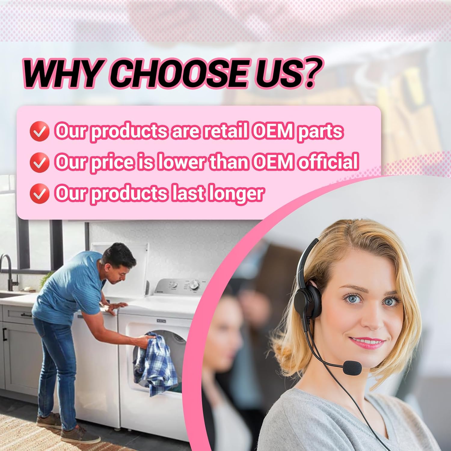 Upgrade (2026) W11130360 Washer Suspension Rod Kit 4pcs Compatible with Whirlpool Maytag Kenmore Washer, Replacement Part W10683562 W10859079 W10901041 W11033800 4843104 AP6262442 PS12347545