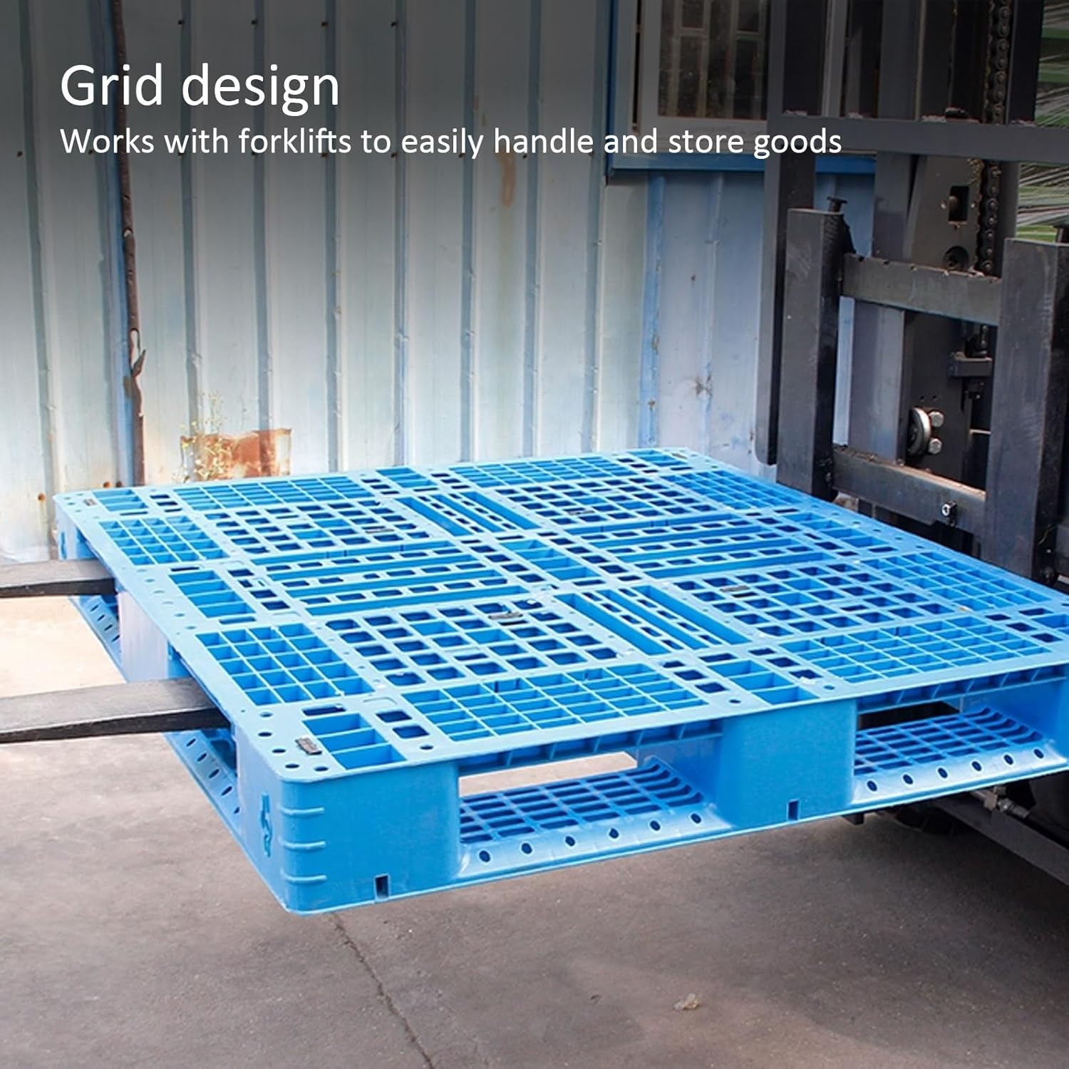 2 Pcs Lightweight Plastic Pallets, Breathable Grid Pad Cargo Pallet for Basement Restaurant Kitchen Supermarket