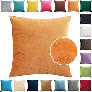Brfash Housses de Coussin en Couleur Unie Super Doux Peluche Home Decor Taie d'oreiller Decoration Maison Salon Chambre pour Sofa Brun Jaune 24"x24"/60X60CM