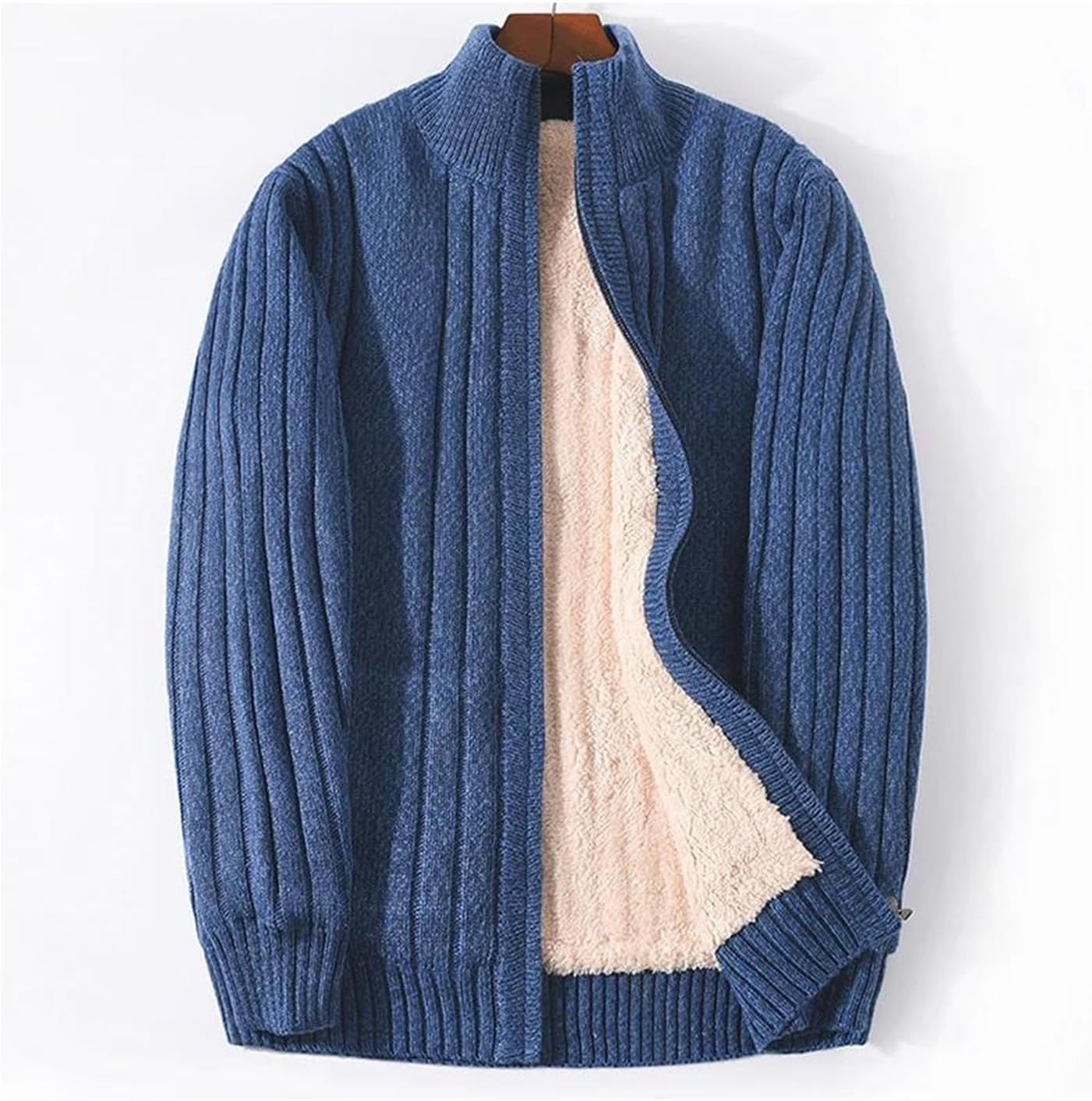 Autumn Winter Men Lamb Cashmere Knitted Sweater Black Cotton Thicken Warm Cardigan Tops Plus Size