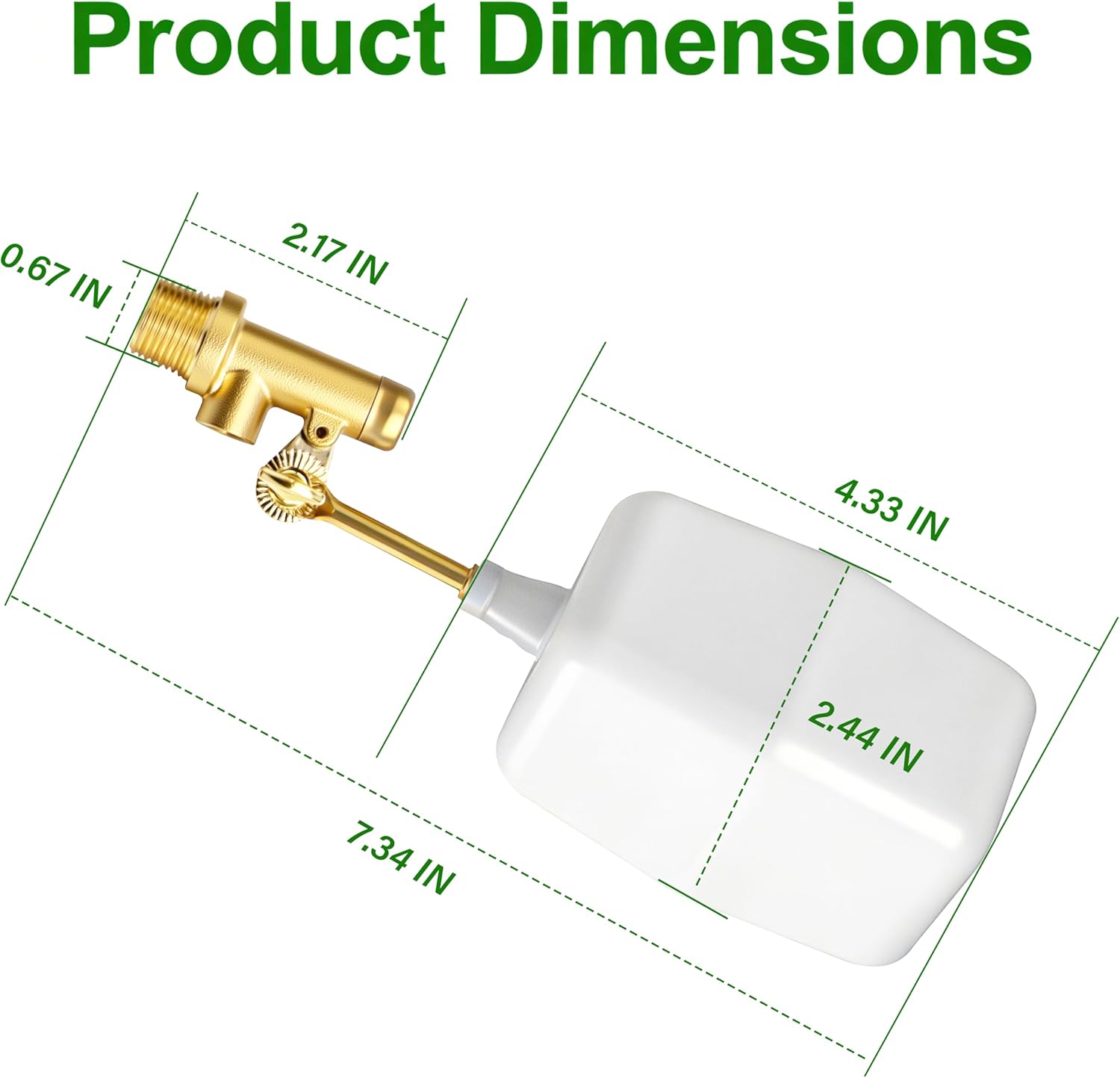 2PCS 3/8" Water Float Valve, with Brass Adjustable Arm, Automatic Fill and Water Level Control Valve, for onds, Fountains, Tanks & Aquariums