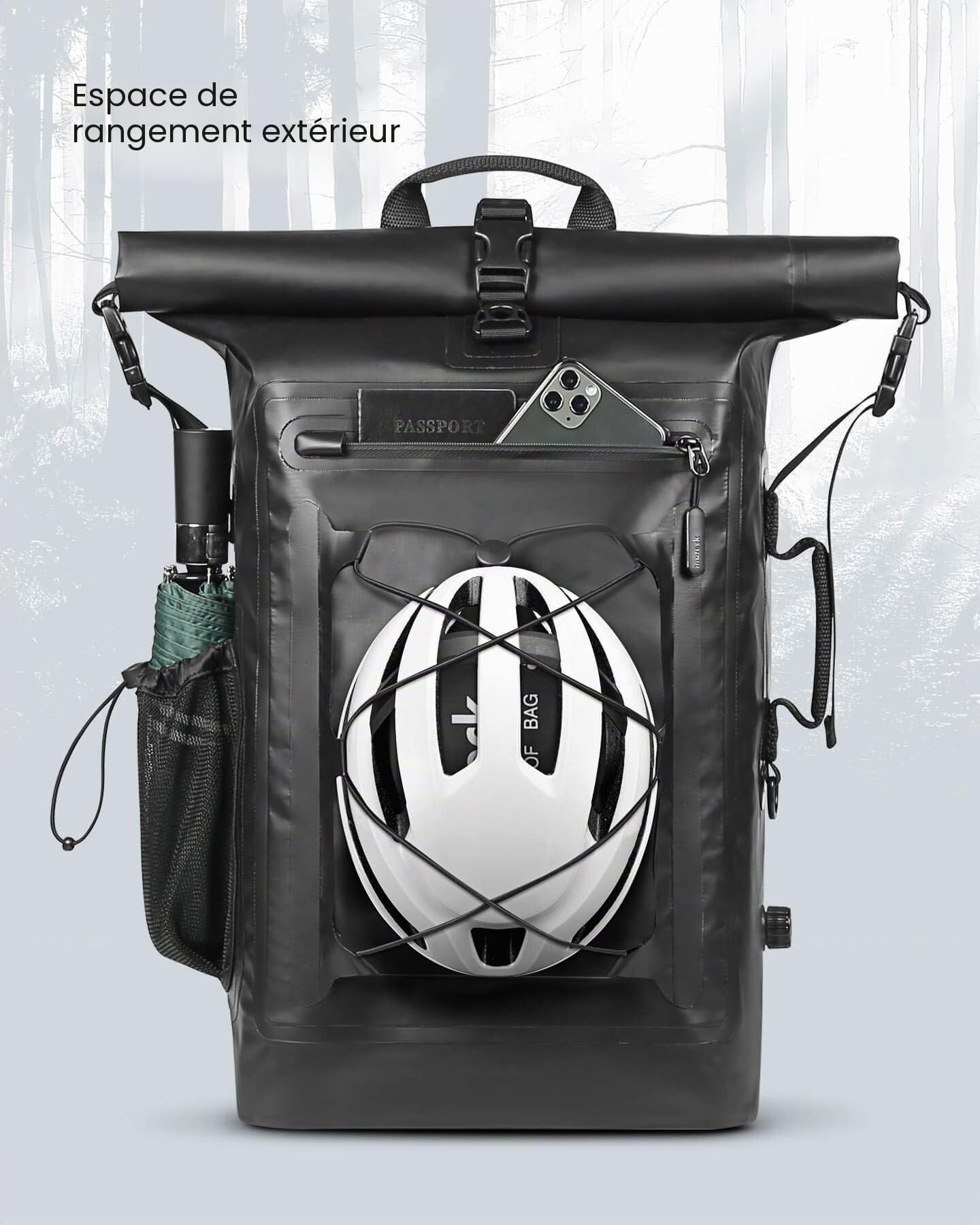 Inateck Sac à Dos Vélo Étanche Grande Capacité pour Bicyclette Randonnée Alpinisme Montagne Sport Camping Course, avec Bretelle Détachable, Soupape d’Échappement Noir
