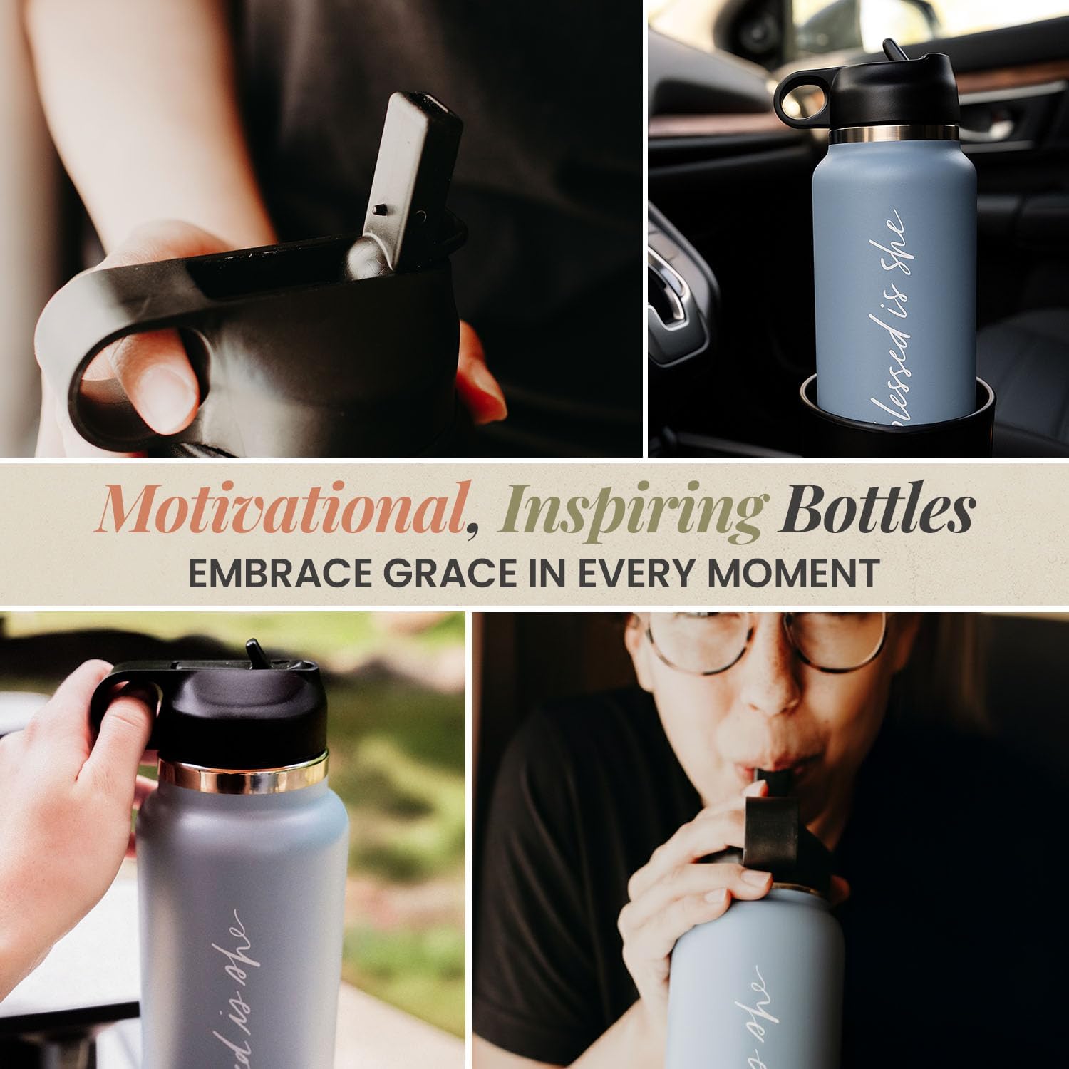 Light Blue Vacuum Insulated Water Bottle with Straw & Handle 32Oz - Stainless Steel Water Bottles for Indoor and Outdoor, Hot & Cold Flask for Workout, Travel, & Camping, Gym Insulated Thermal Flasks