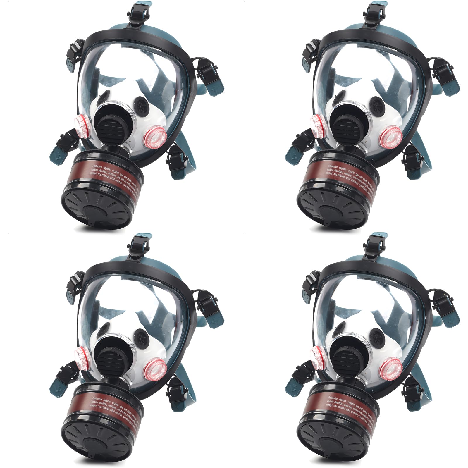 HANUU Gas Mask, Gas Masks Survival Nuclear and Chemical with 40mm Activated Carbon Filter, Tactical Full Face Respirator Mask for Gases Dust Vapors Chemicals Spray Paint Sanding Welding (4 Pack)