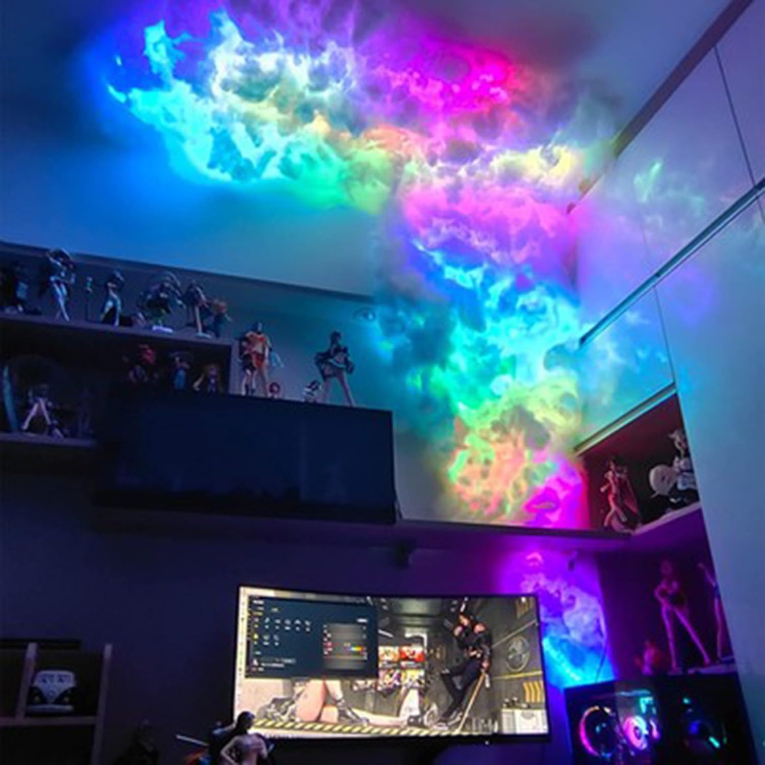 Luz De Nube LED,Luz Nocturna De Nube 3D,Luces De Nube De Techo Esponjoso,Luz De Pared De Nube RGB Color Ajustable con Control Remoto Navideña para El Hogar,Sala De Juegos Decoración Genial