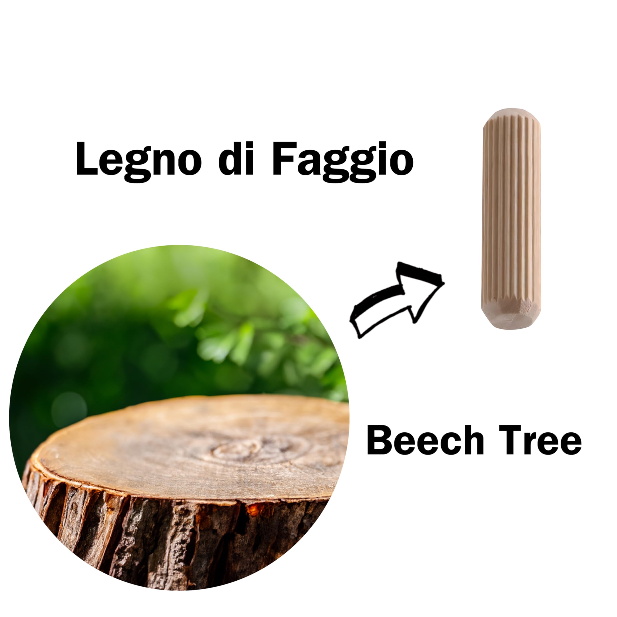 Perni di Giunzione in Legno di Faggio 24 Spine 16 x 140 mm Scanalate per Carpenteria e Strutture in Legno Massello