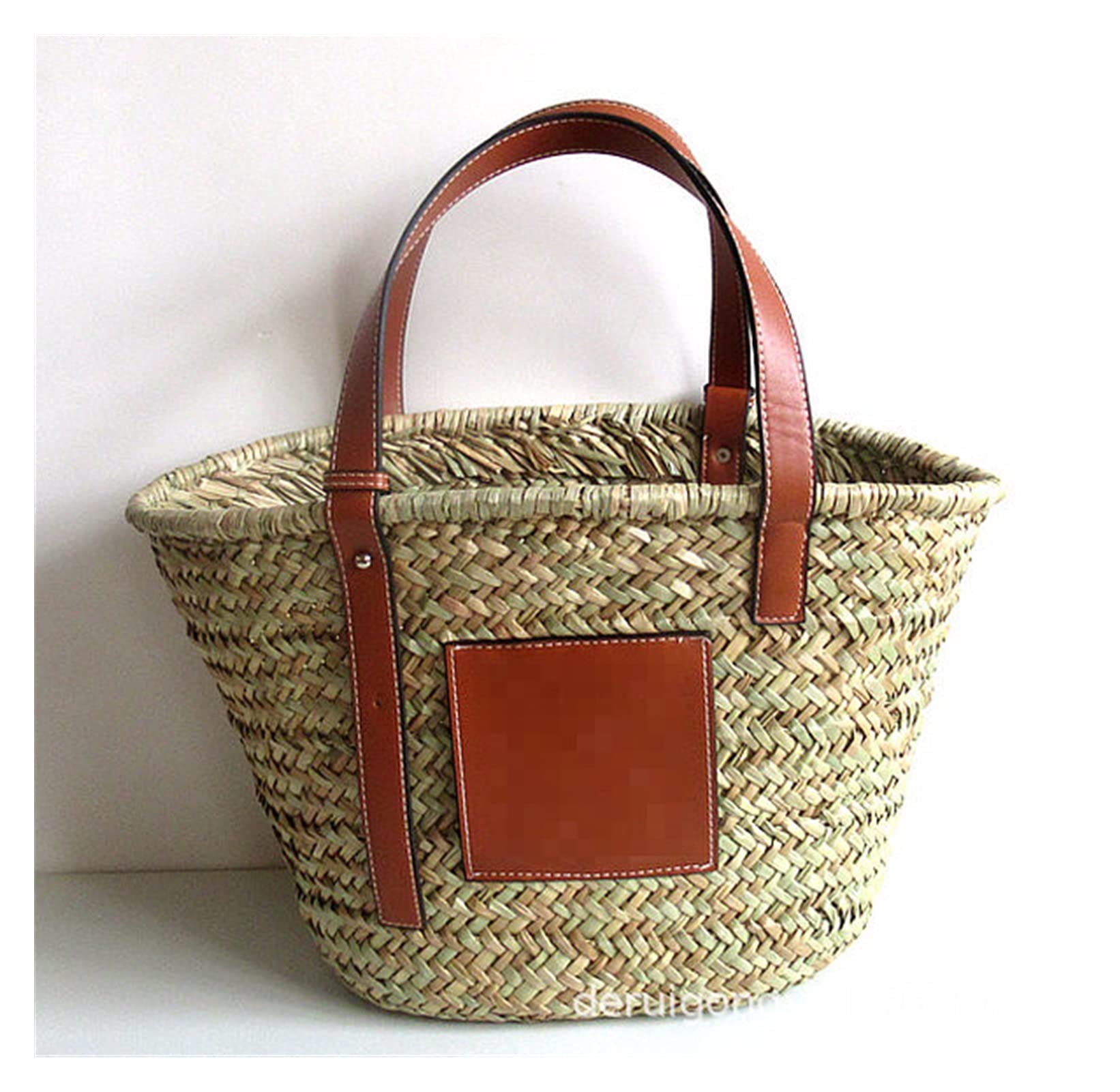 Capazo Playa Mujer,Cesta Playa Bolsas de la canasta de la paja de la playa de verano Casual Ratán de gran capacidad Tote de las mujeres Bolsos de las marcas Diseñador de mimbre Woven Lady Mano(Brown b