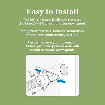 FlexiFit Universal Diverter System - Works with Standard Rectangular Downspouts - Easily Connects Your Existing Rain Barrel to a Downspout Diverter System