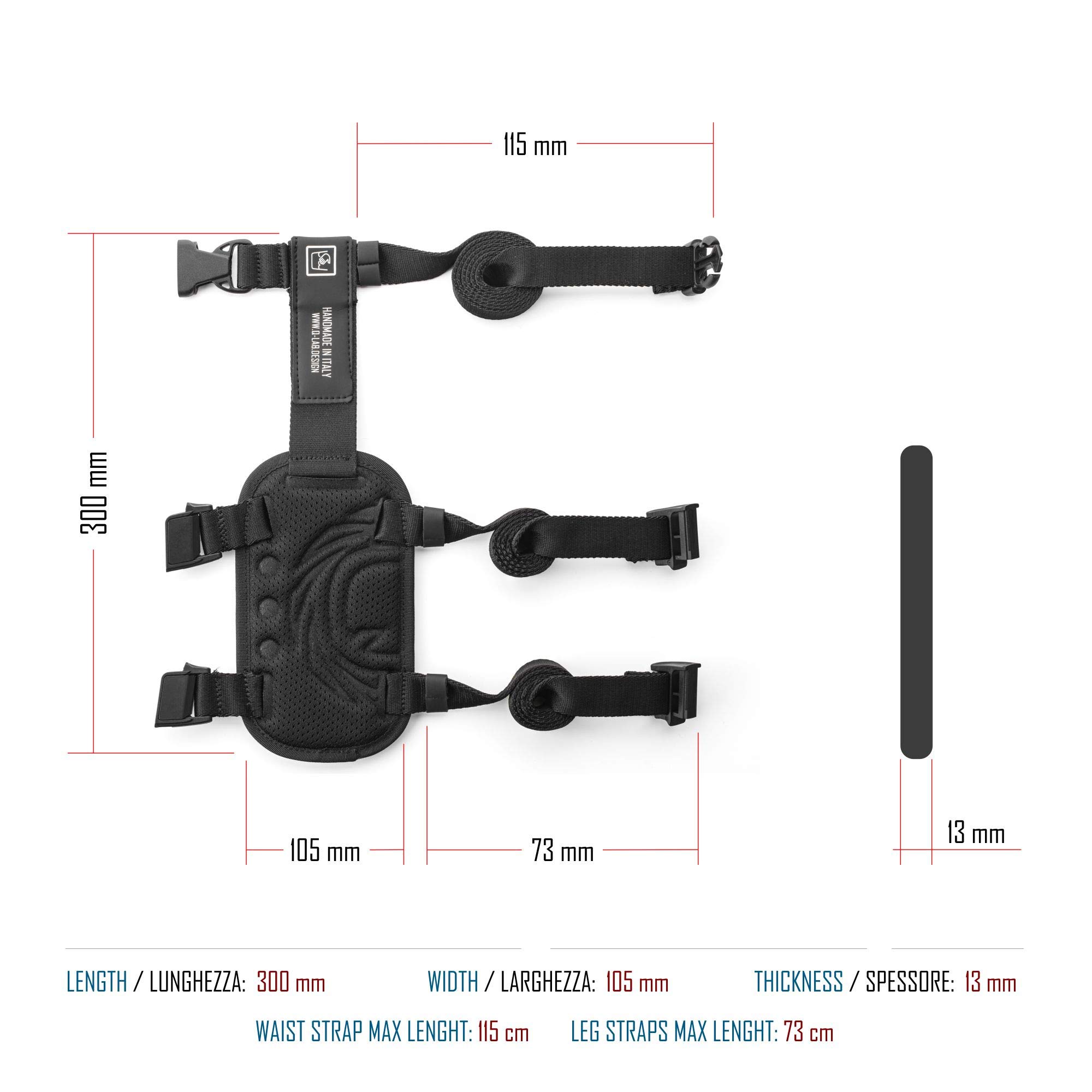 Q LAB SCOUT pannello modulare da gamba, borsa cosciale con sistema molle da 40 mm, la tasca perfetta per motociclisti, escursionisti, sciatori, e per attività outdoor - (nero, tasca Cartridge inclusa)