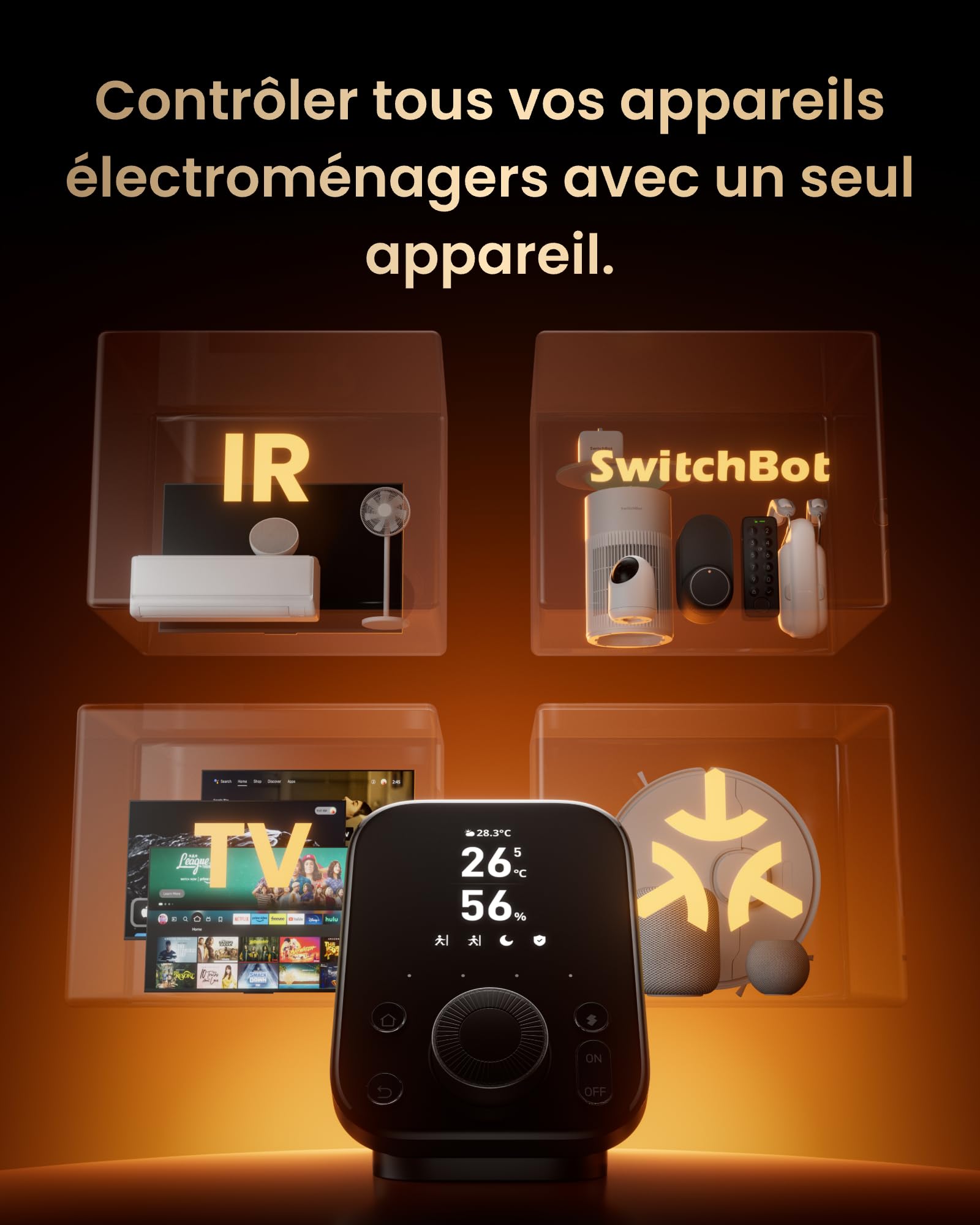 SwitchBot Hub 3, Hub Domotique Maison WiFi avec Support Matter, Télécommande IR/Bluetooth, Capteur Température Humidité, Compatible Alexa, Google Home, Apple HomeKit, Home Assistant, IFTTT