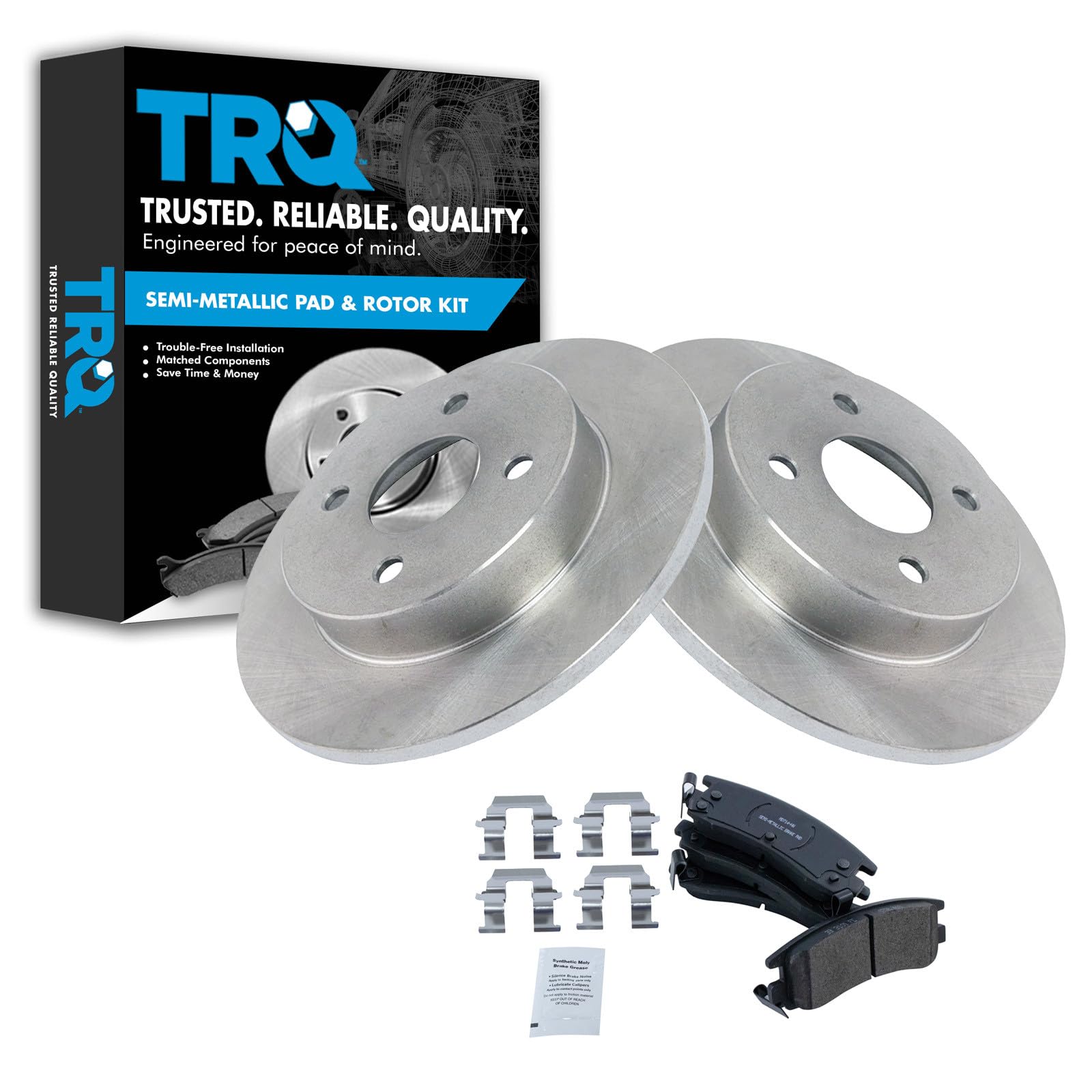 TRQ Rear Brake Pad and Rotor Set Semi Metallic Rotors