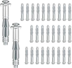 Pack of 30 Cavity Dowels, M8 x 65 mm Galvanised Cavity Wall Dowels, Cavity Metal Dowels, Expansion Dowels with Screw, Self-Drilling Plasterboard Dowels, Cavity Dowels, for Fixings in Plasterboard