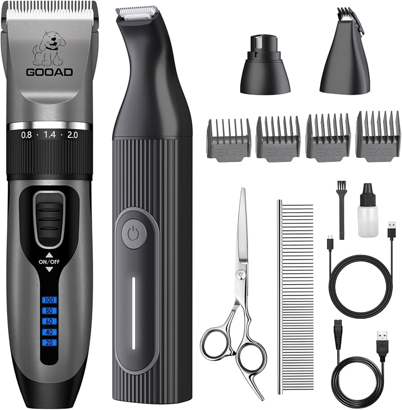 4 in 1 Dog Clippers Grooming Kit and Paw Trimmer for Thick Hair&Coats