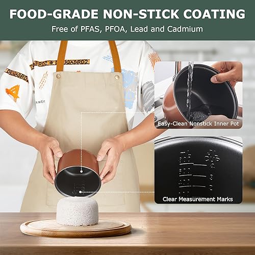 Miniatura 4 de Arrocera pequeña, 1.2L Mini arrocera con vaporizador de 4 tazas sin cocinar para arroz, granos, avena, verduras, calentador automático y fácil de