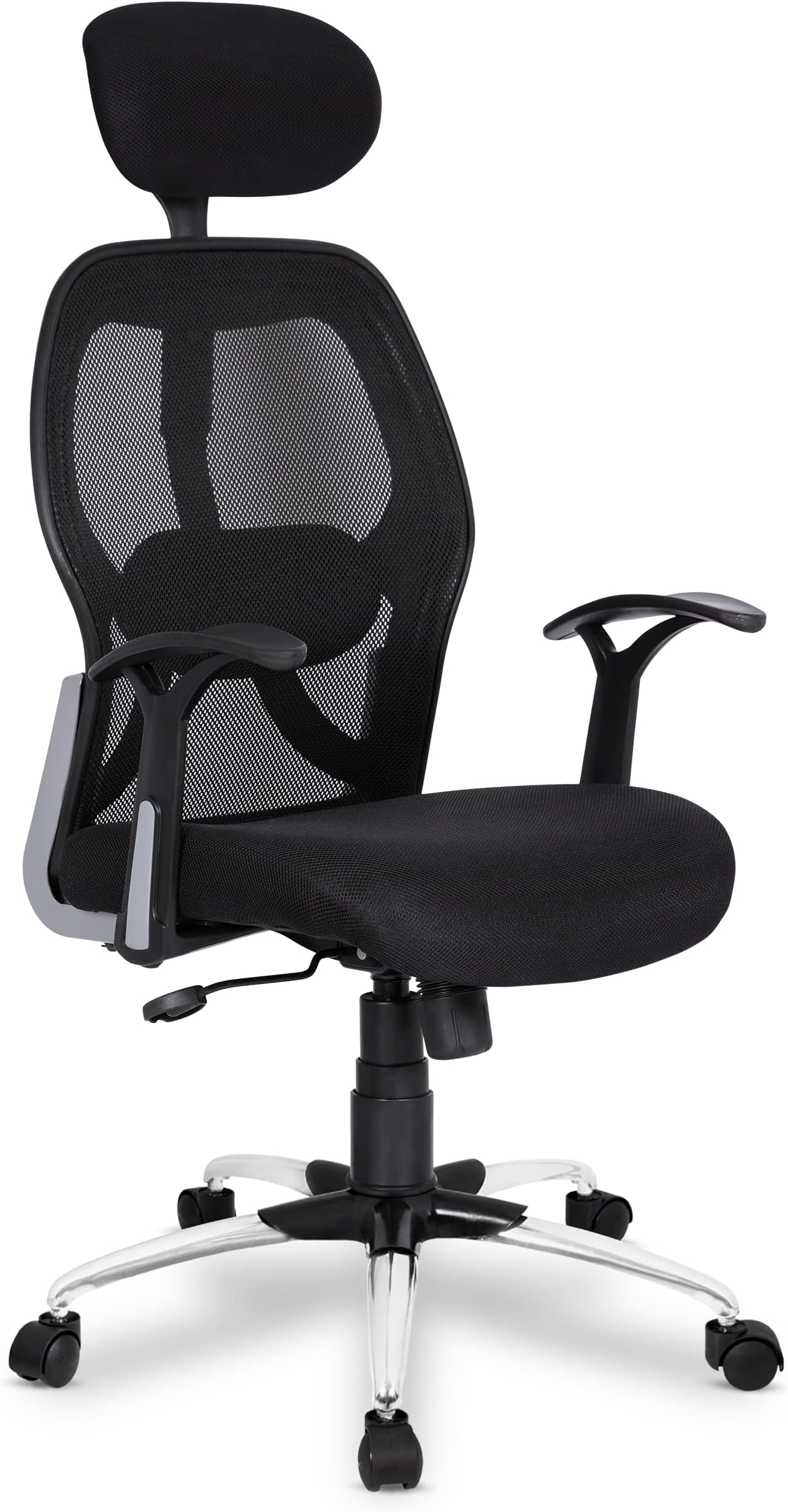 SAVYA HOME Apollo High Back Ergonomic Office Chair with Adjustable Arms and Anyposition Tilt Lock Mechanism (2D Lumbar Support & Contoured Meshback, Black, 1 Piece) (Premium)