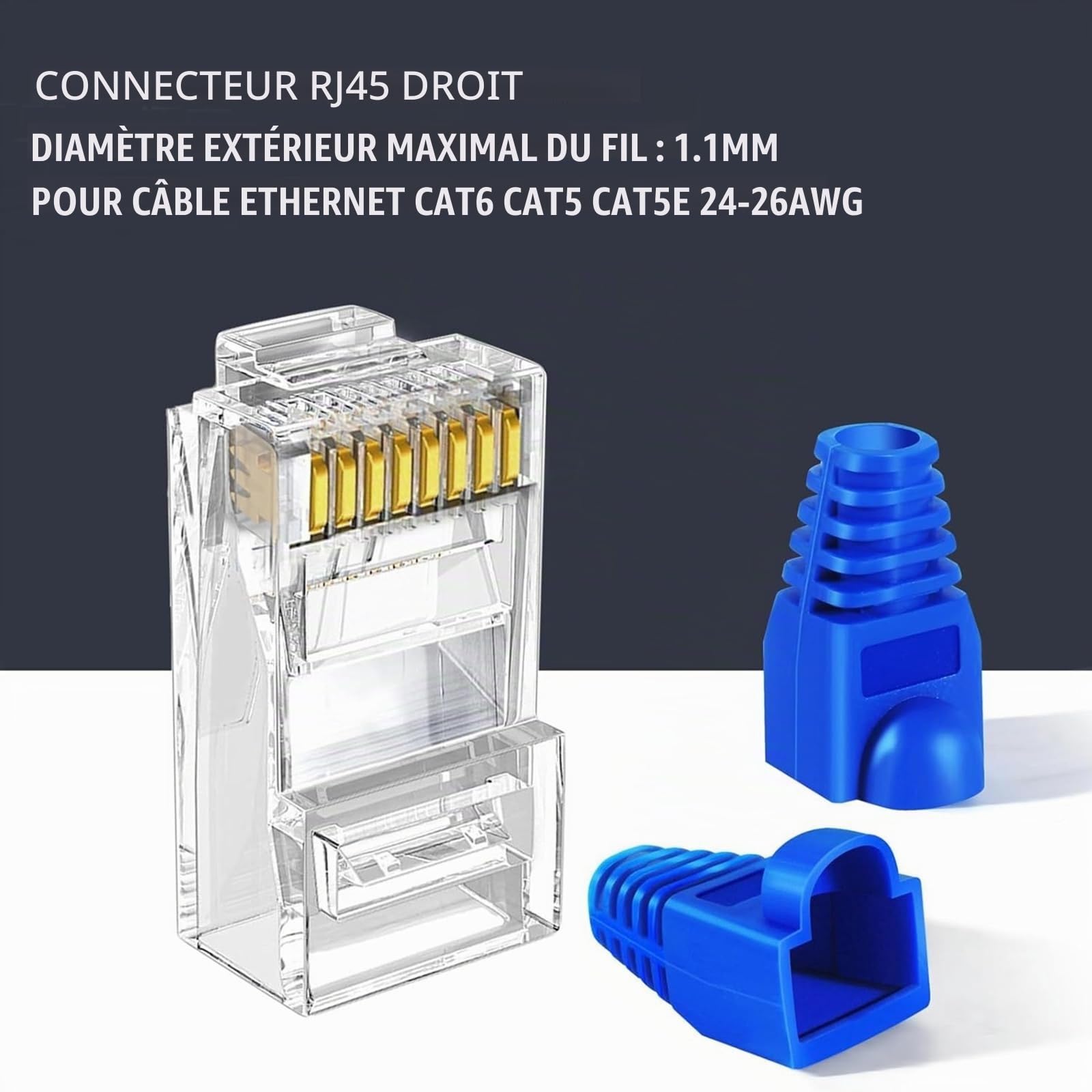 NEWFUN Pince RJ45, Pince à sertir RJ45, testeur RJ45, Testeur de Réseau, Pince à dénuder, Installation Professionnelle de Réseau, Cat5 Cat5e Cat6 Kit d'outils de Sertissage, 20 x Connecteurs RJ45