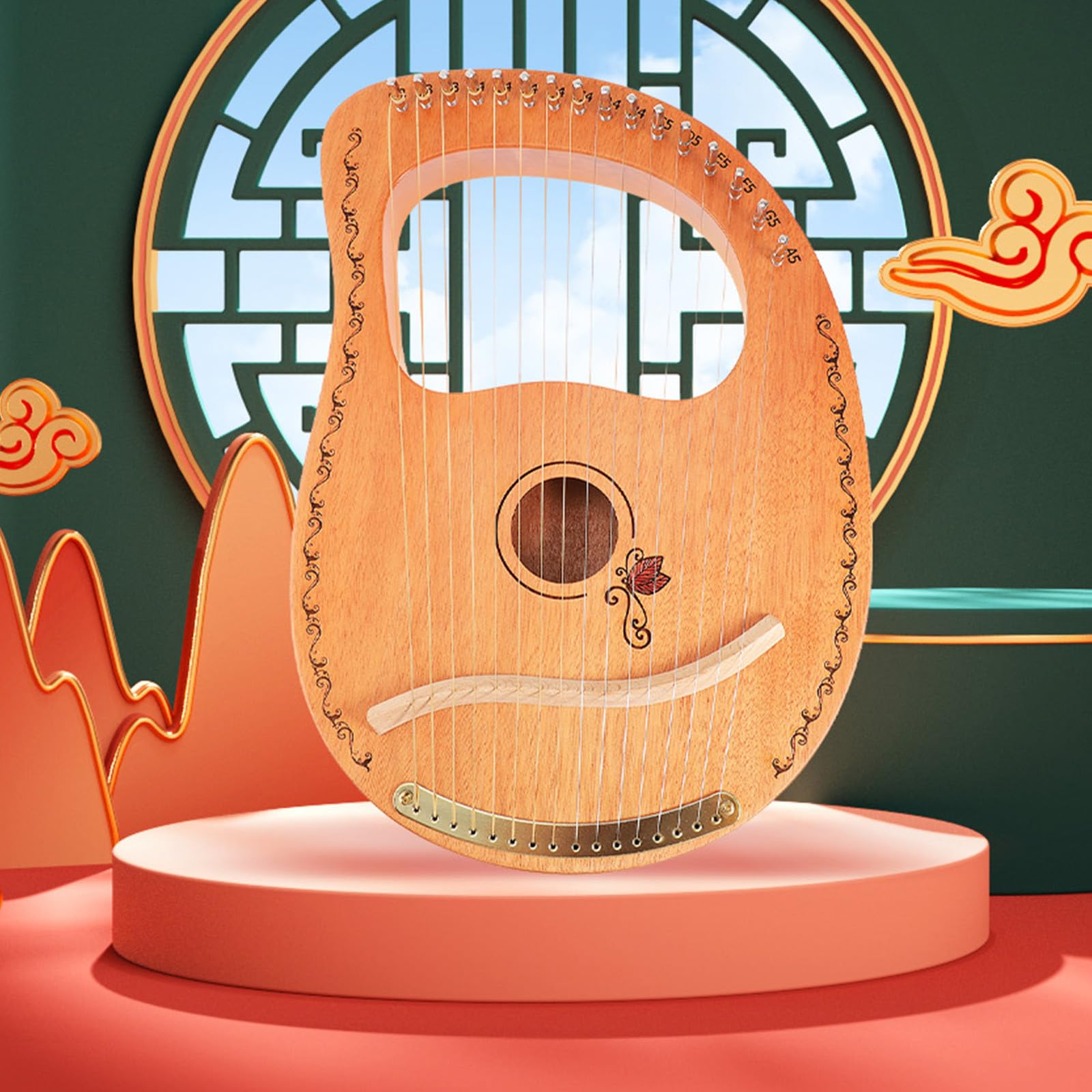 SUPVOX Lyra Arpa a 16 Corde Strumento Musicale in Legno Portatile Design Delicato Superficie Liscia per Musicisti Principianti Amatori e Performance