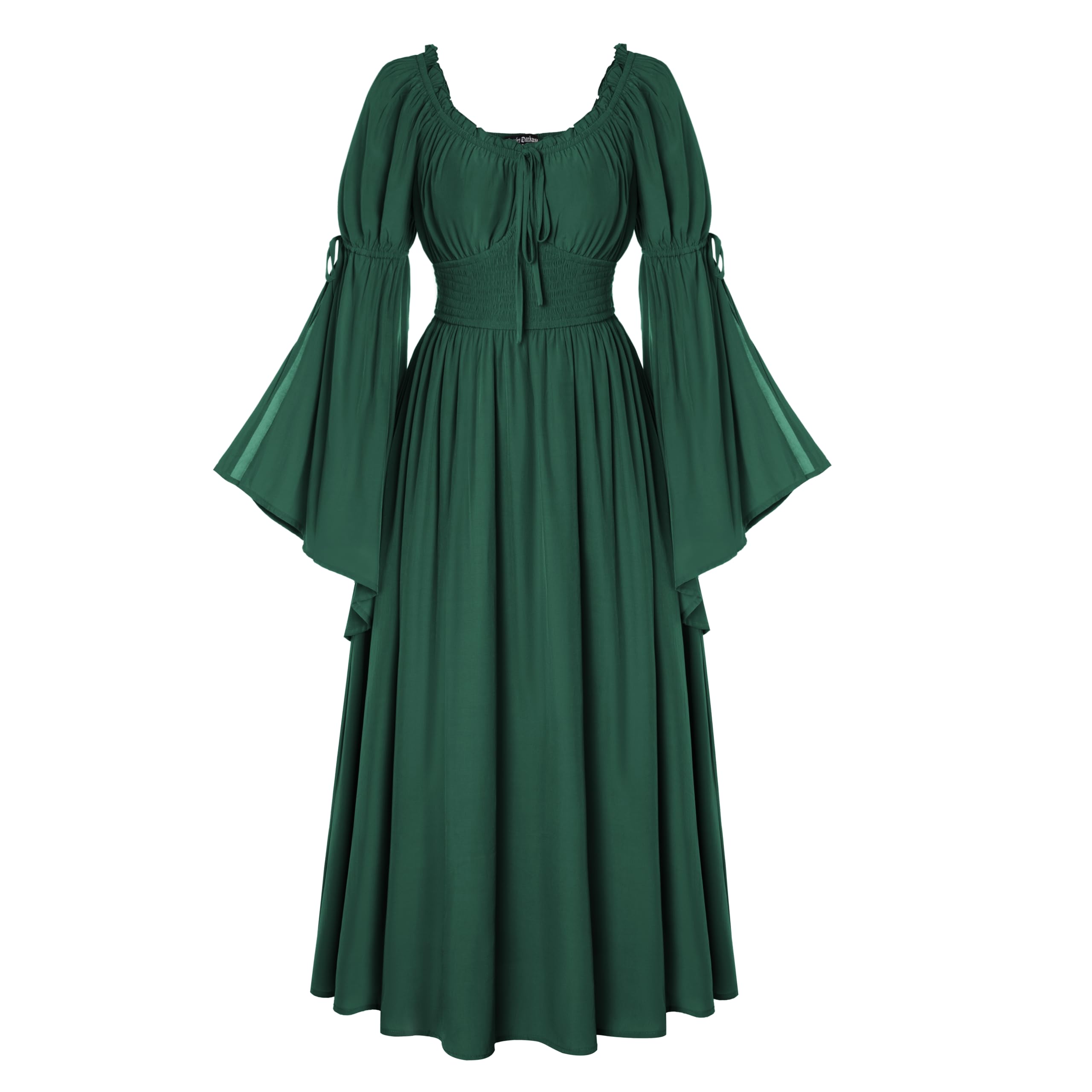 Scarlet Darkness Renaissance Dress for Women Medieval Peasant Dress Long Bell Sleeve Dresses