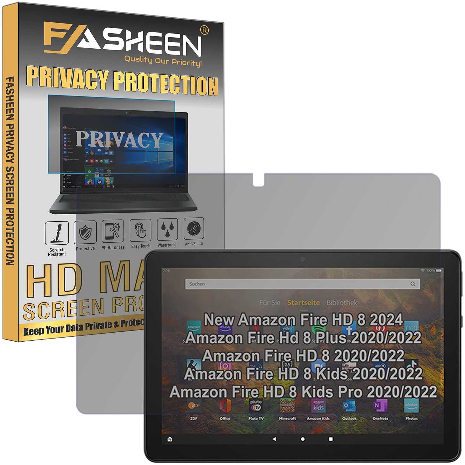 FASHEEN Privacy Anti Peep Screenguard Compatible With Amazon Fire HD 8 Plus 2020, (Fire HD 8 Plus 2020, 10th Gen) (8 Inch) Anti Spy Matte Screen Protector Not a Tempered Glass-image-28