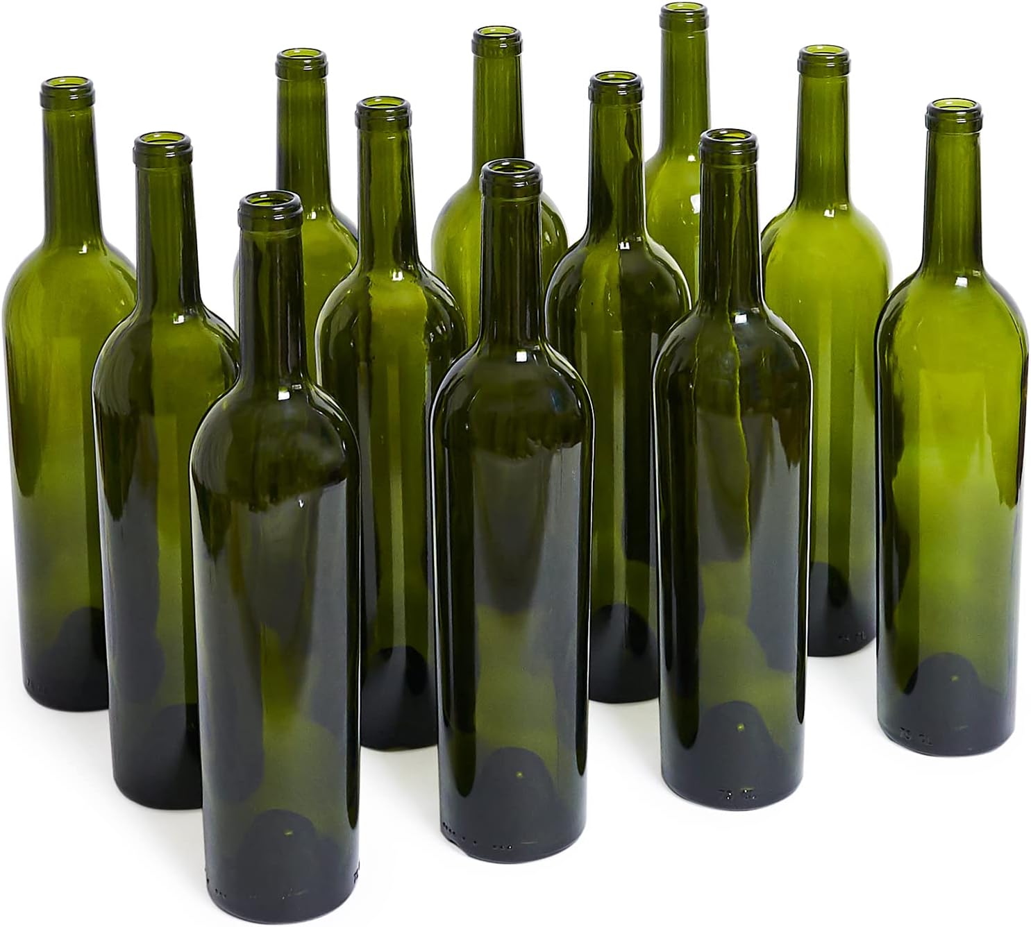 Empty Wine Glass Bottles 750ml - Set of 12 (Dark Green)